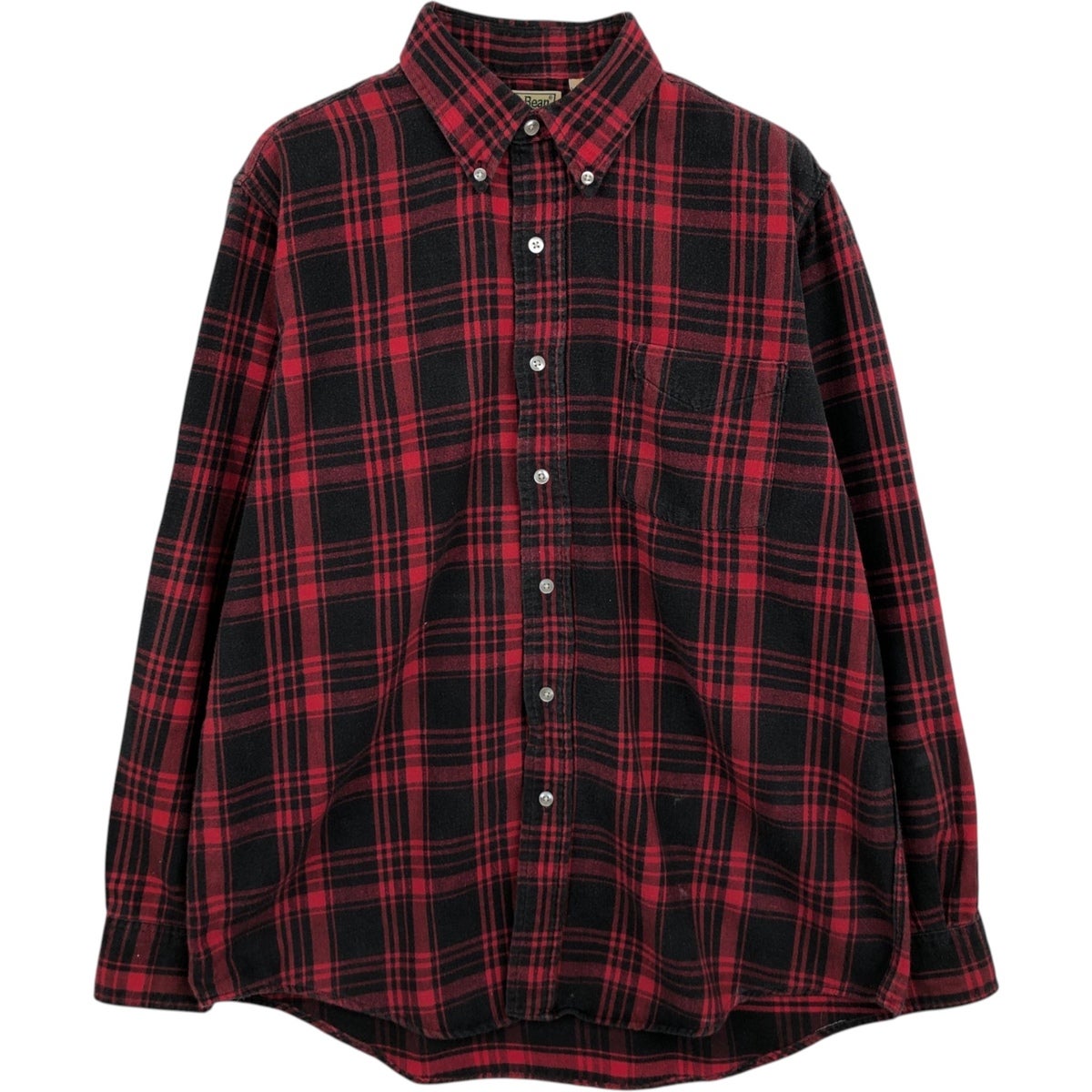 90s L.L.Beanエルエルビーン メインガイド ウールシャツ赤×黒USA製 9e25c8039ac29d6d1d887df238139a