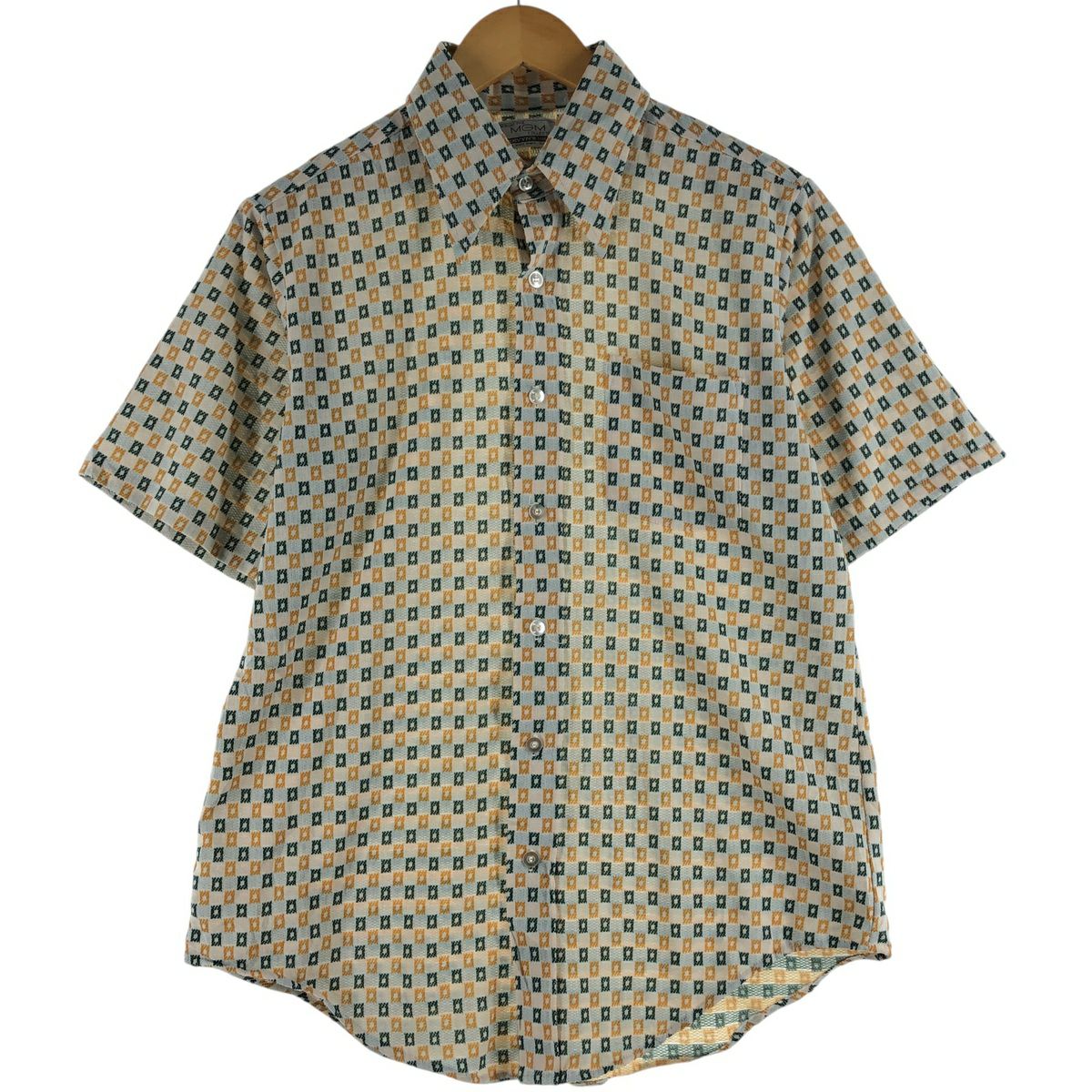 古着 70年代 Prest-Rite 長袖 プリントネルチェックシャツ メンズL相当