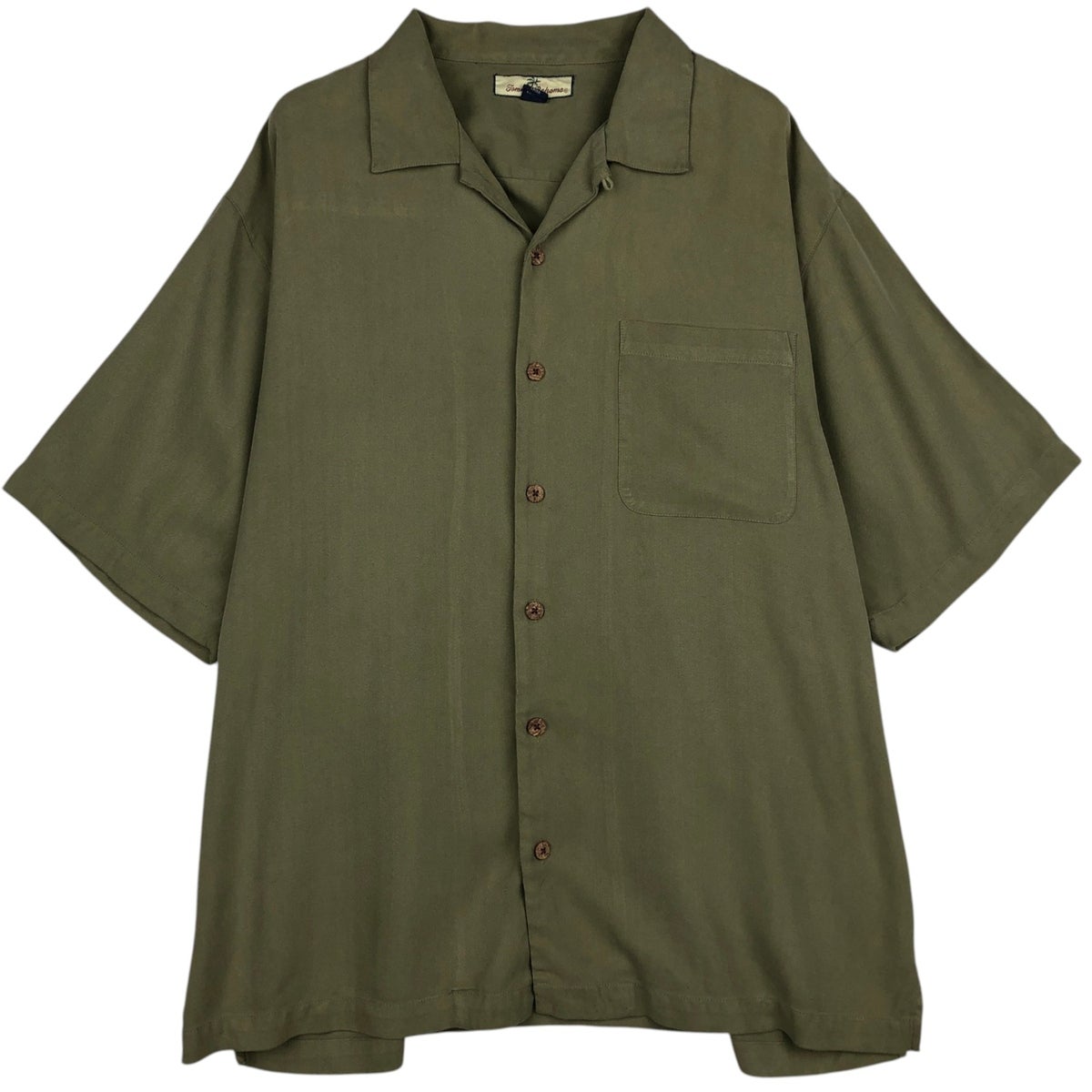 古着 トミーバハマ TOMMY BAHAMA 総柄 リーフ柄 オープンカラー シルク