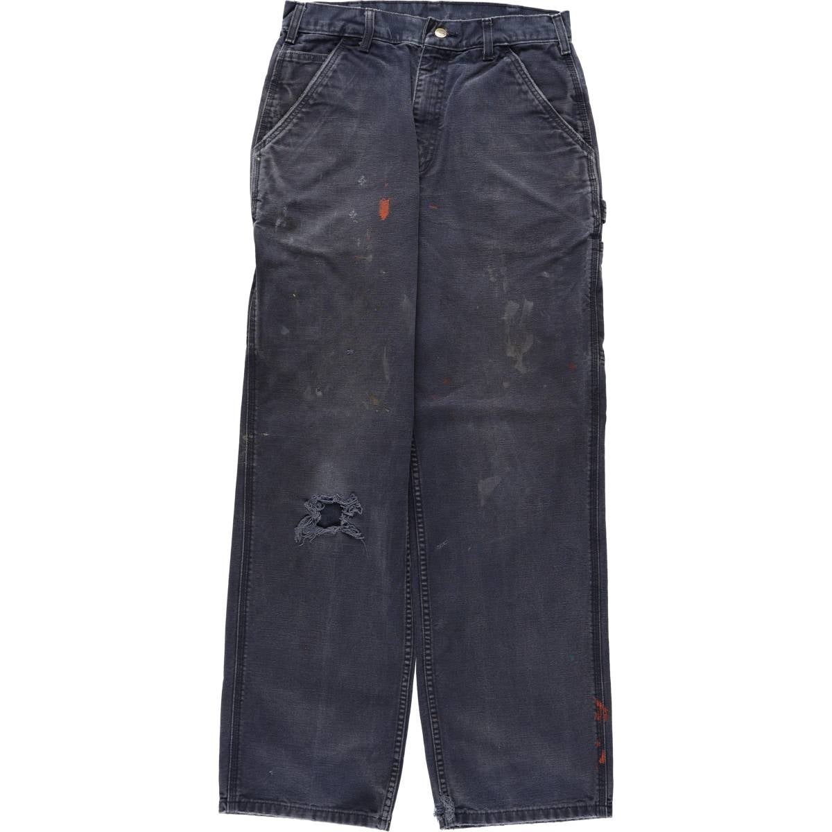 Carhartt ペインター ショートパンツ 32 ネイビー 革パッチ ダック地 古着 カーハート Carhartt ダックペインターパンツ メンズw31相当