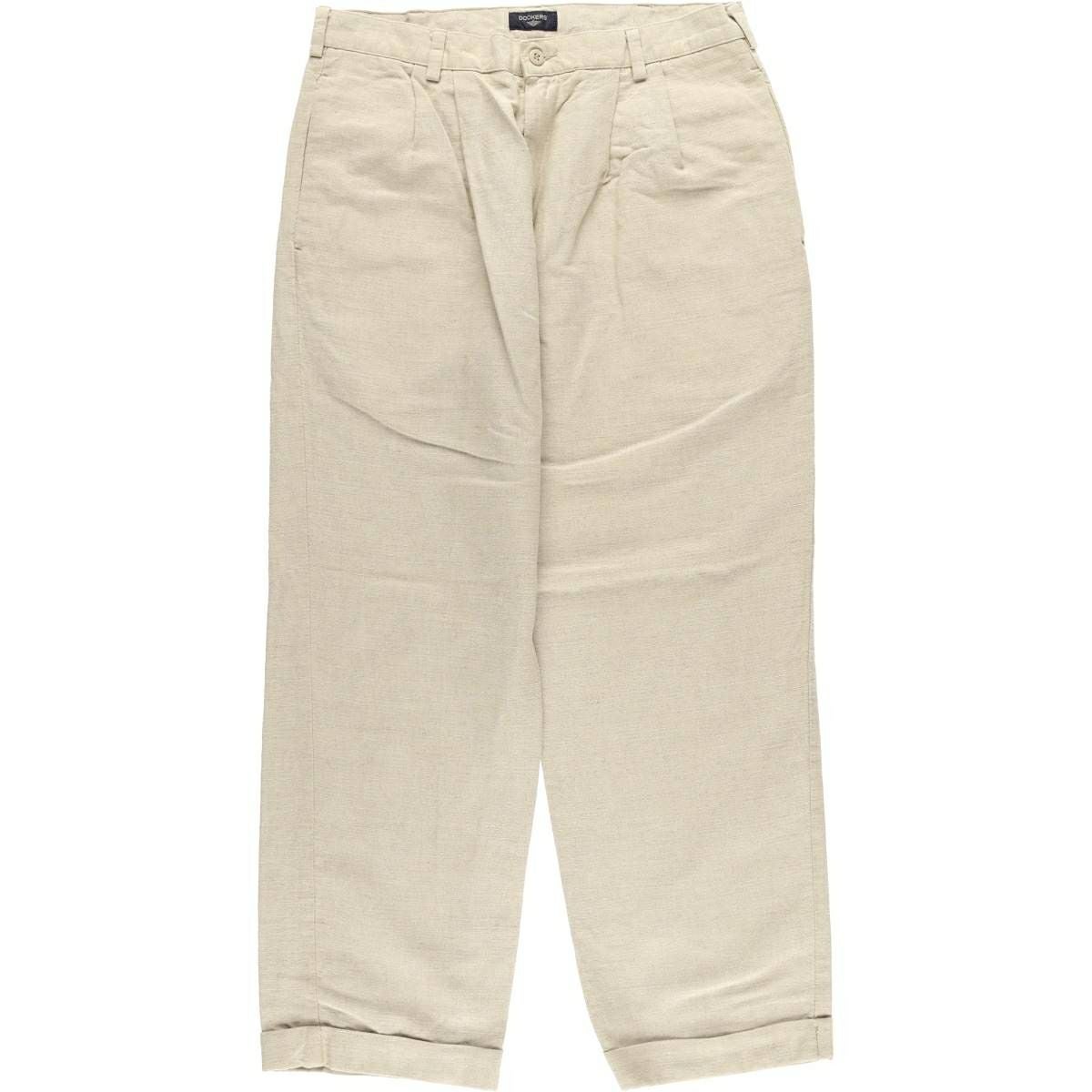 古着 90年代 ドッカーズ DOCKERS khakis ツータック リネン×コットン