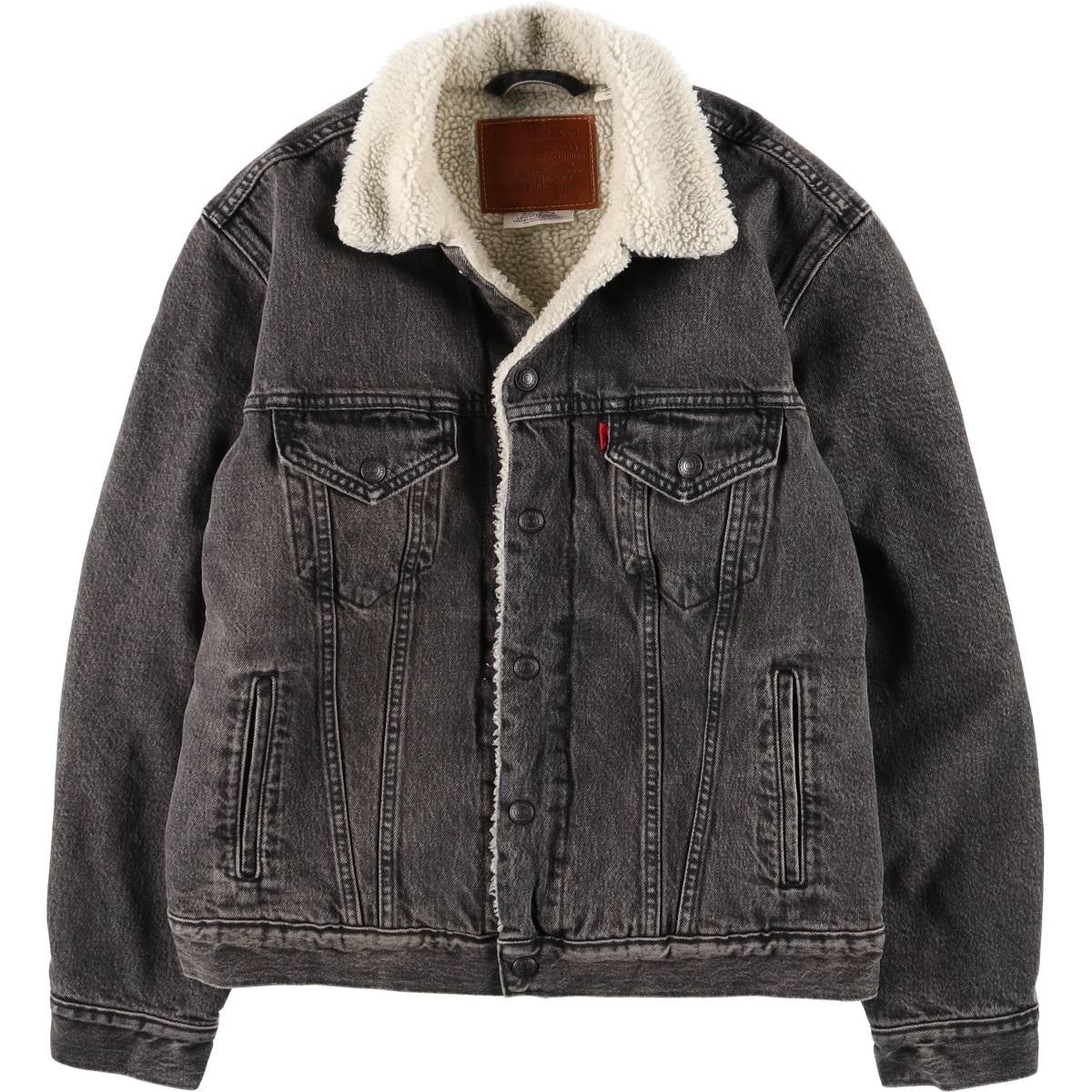 古着 リーバイス Levi's 中綿入り ブラックデニムボアジャケット メンズM相当/eaa645708 古着 リーバイス Levis 中綿入り ブラックデニムボアジャケット メンズ