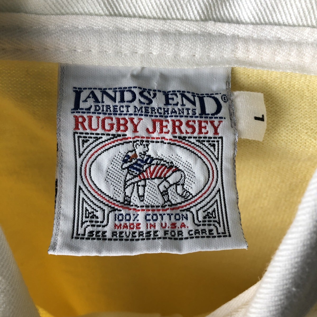 古着 90年代 ランズエンド LANDS END 長袖 ラガーシャツ USA製 メンズL