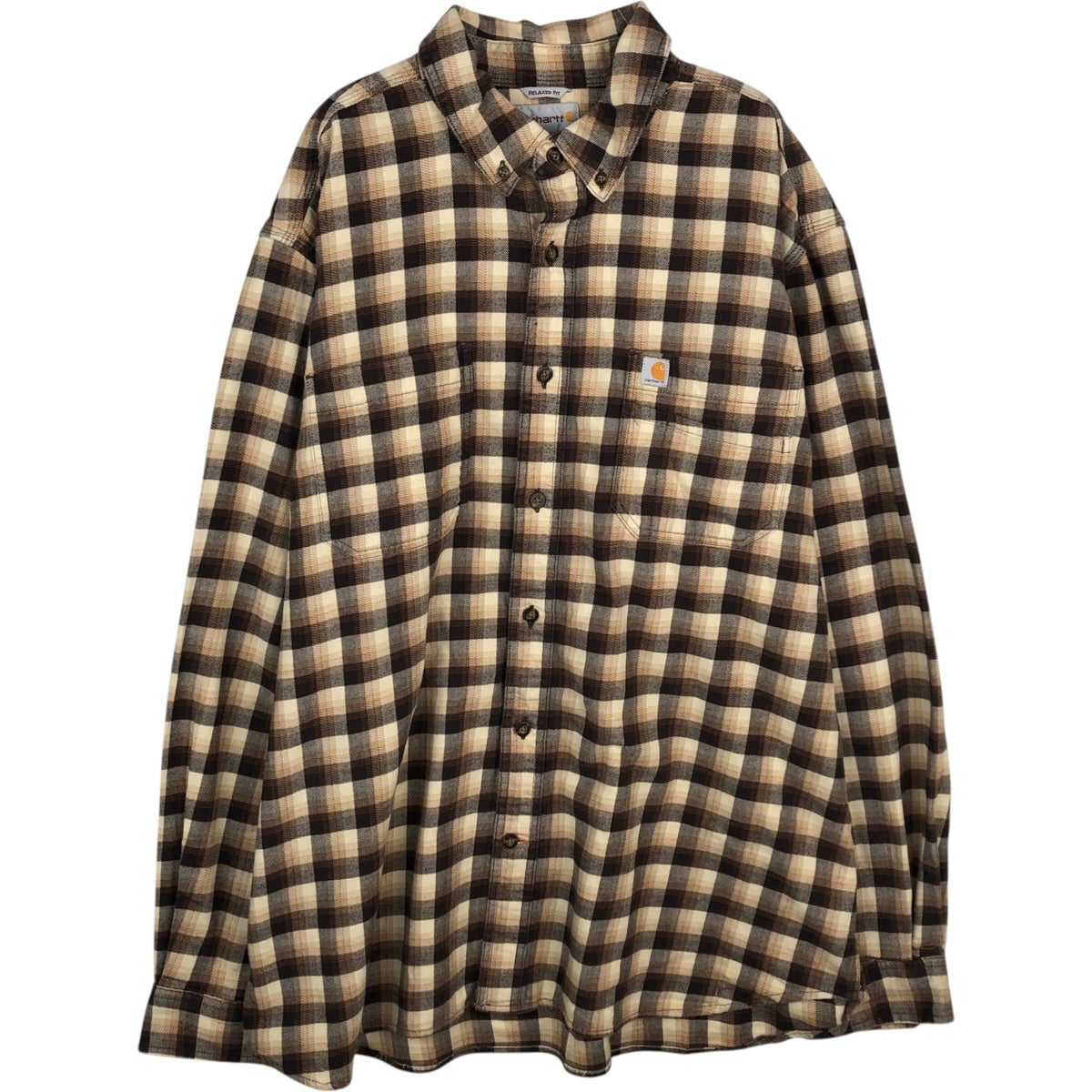 古着 カーハート Carhartt RELAXED FIT オンブレチェック 長袖