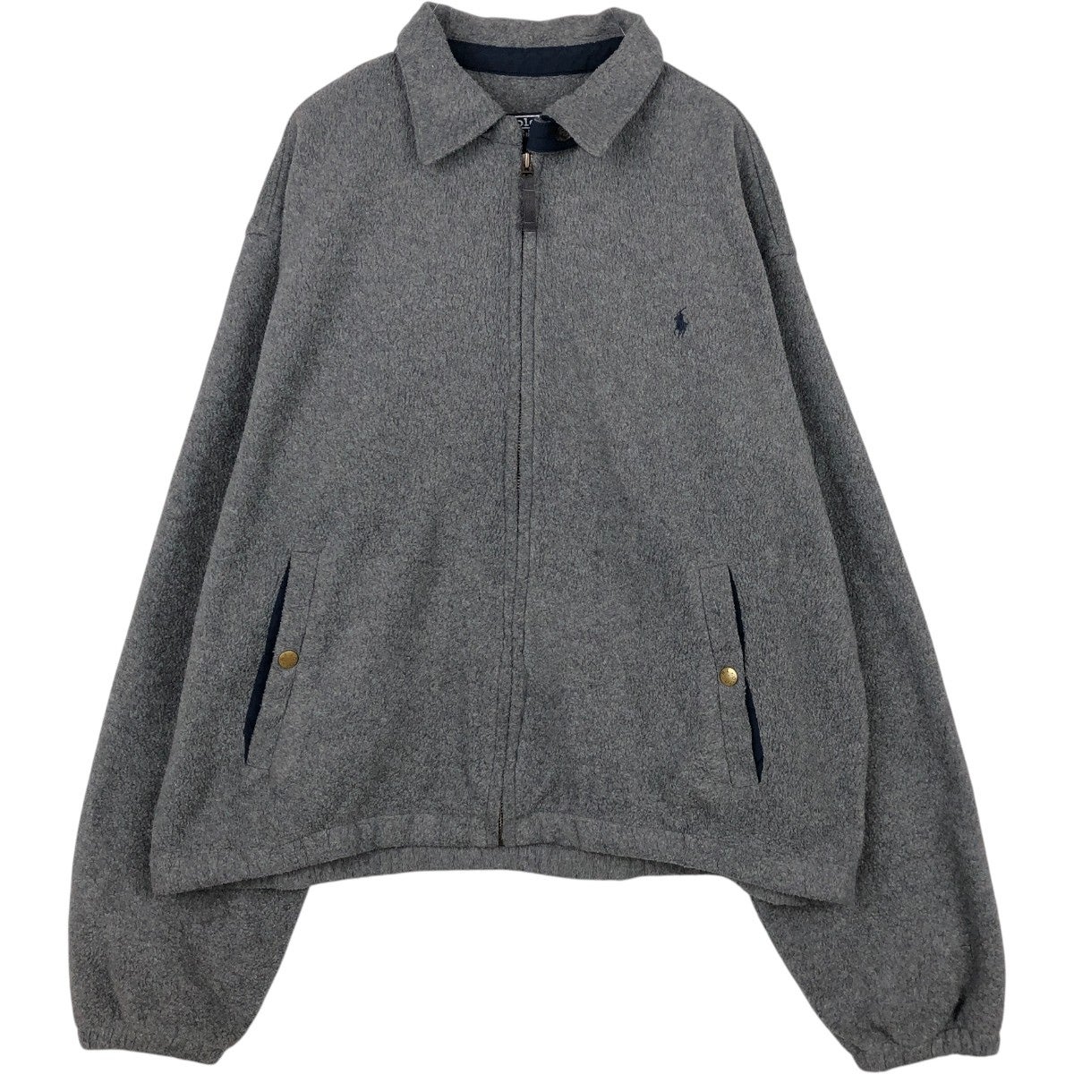 POLO ラルフローレン A-2 フリース ジャケット M 米国製 グレー 古着 ラルフローレン Ralph Lauren POLO by Ralph Lauren フリース