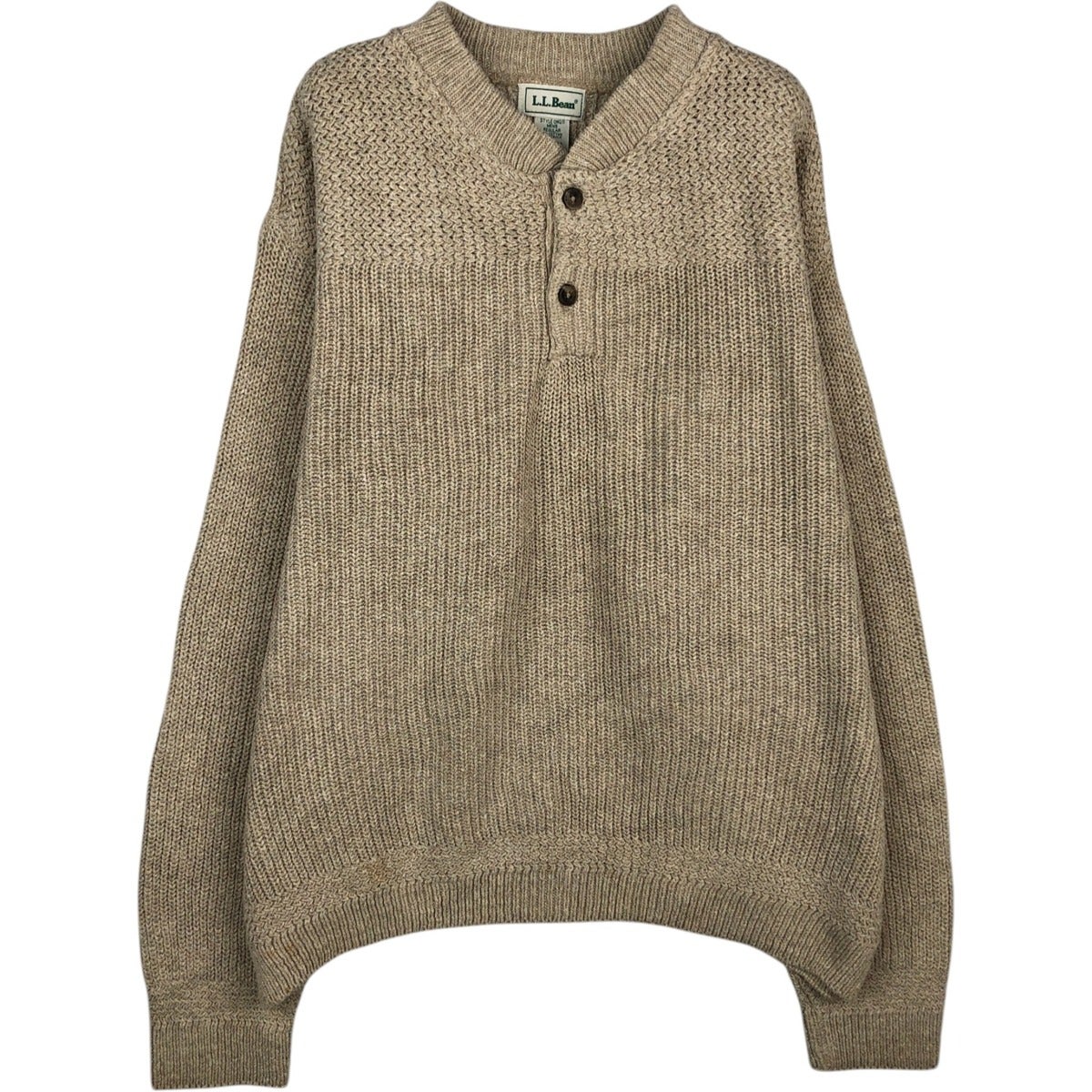 古着 90年代 エルエルビーン L.L.Bean ヘンリーネック コットンニット