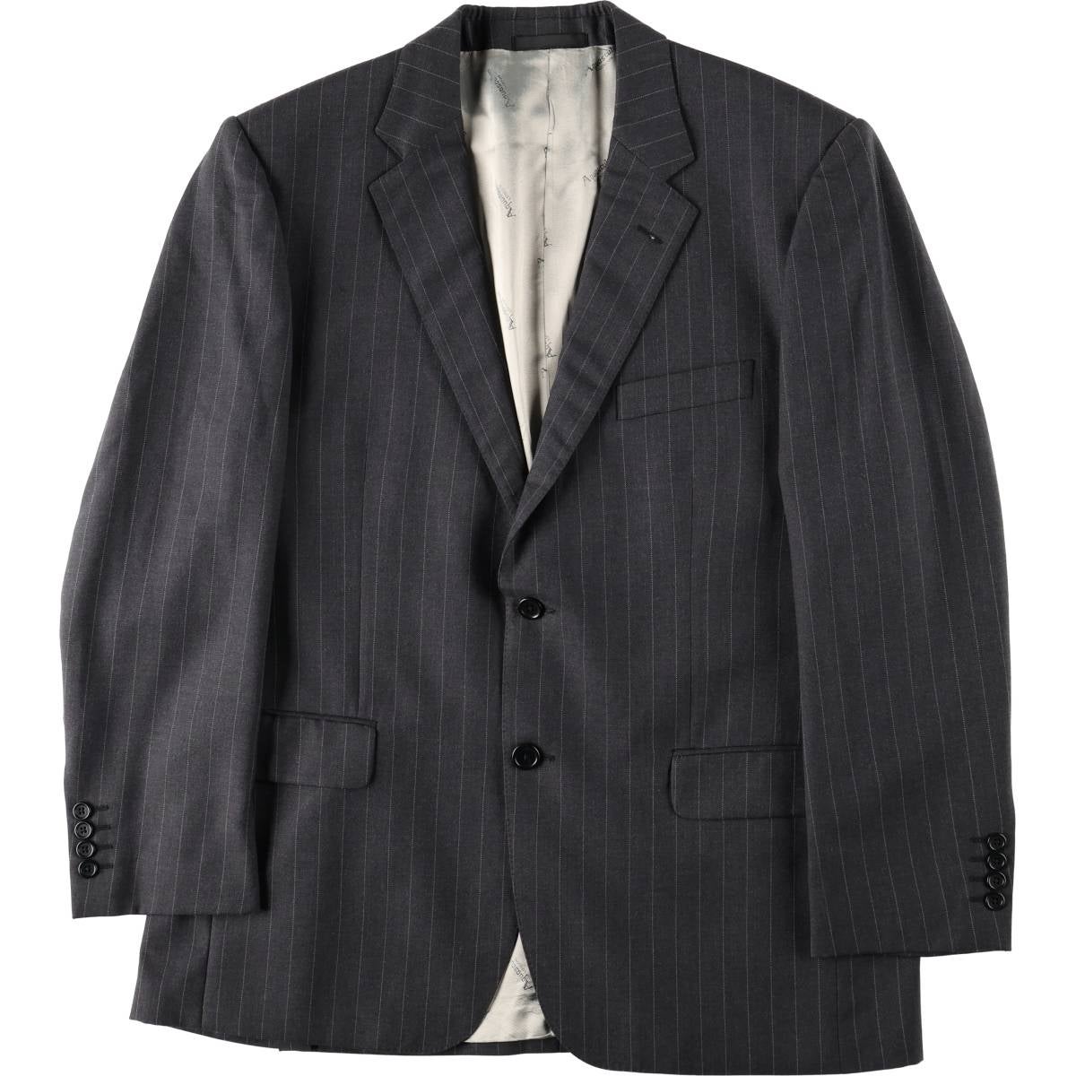 古着 アクアスキュータム Aquascutum ストライプ柄 ウールテーラード