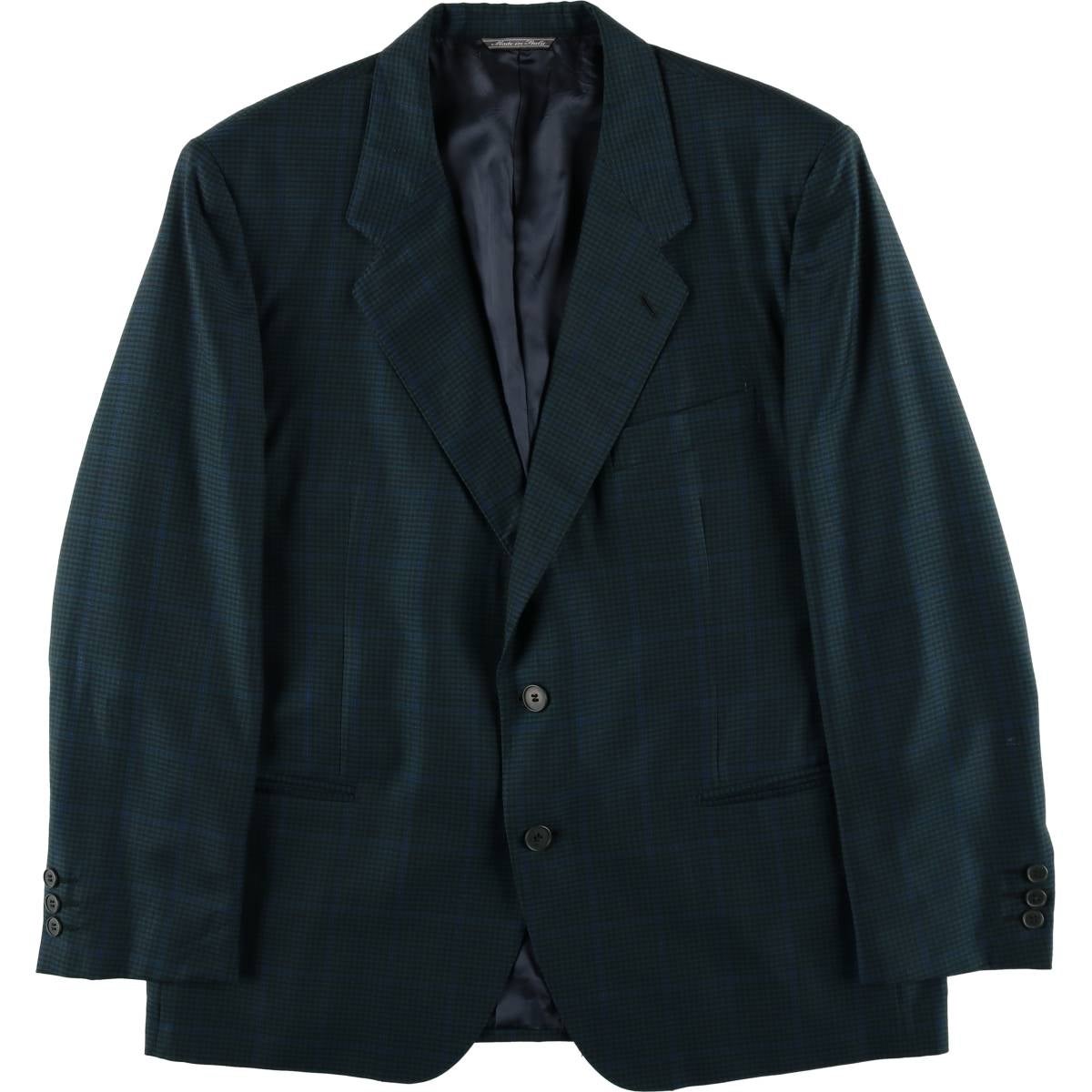 古着 アクアスキュータム Aquascutum チェック柄 ウールテーラード