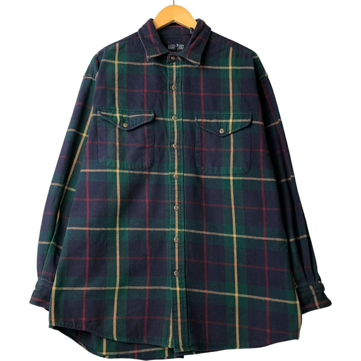 古着 80～90年代 ランズエンド LANDS END 長袖 ラガーシャツ USA製