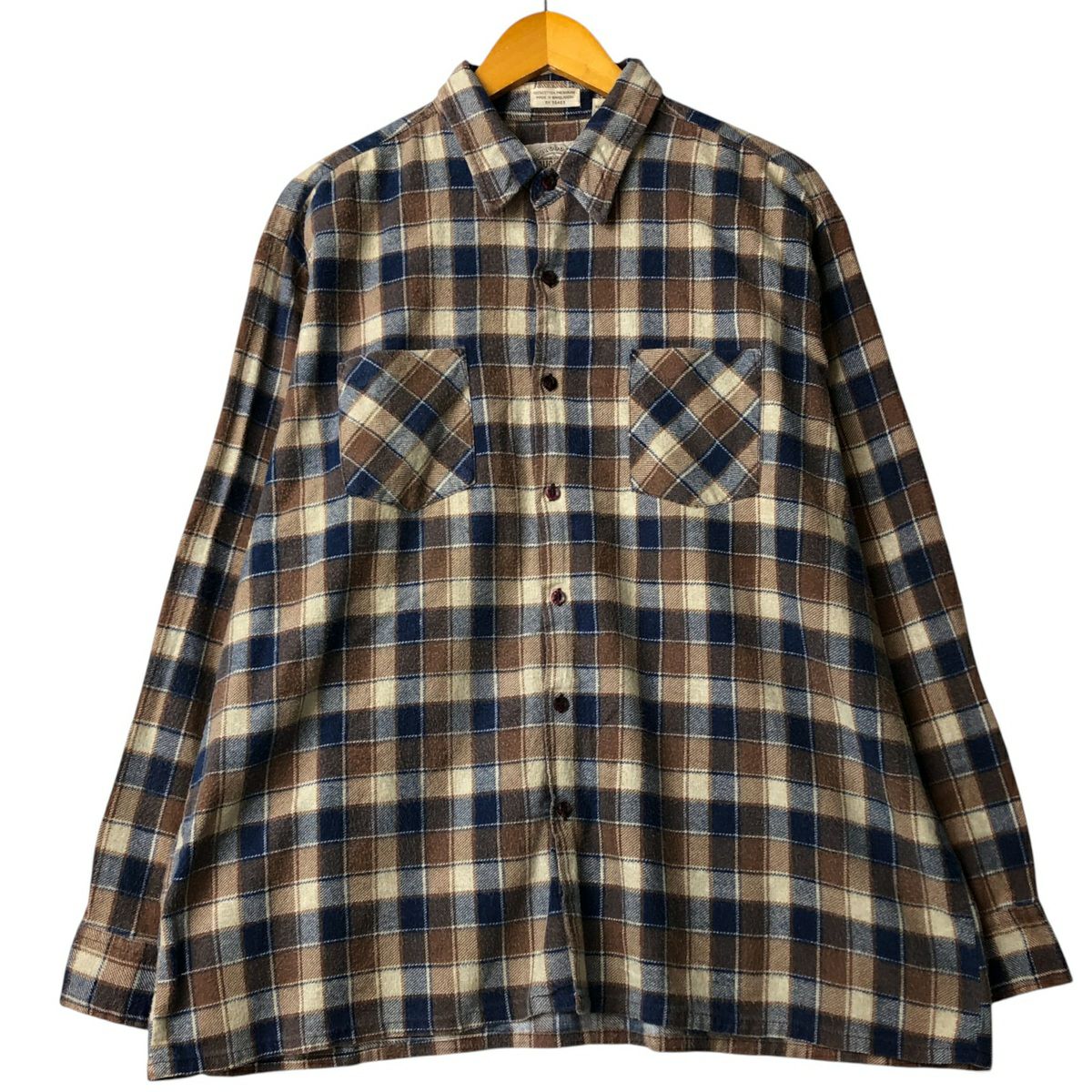 古着 70～80年代 KINGSPORT 長袖 フランネルチェックシャツ メンズL