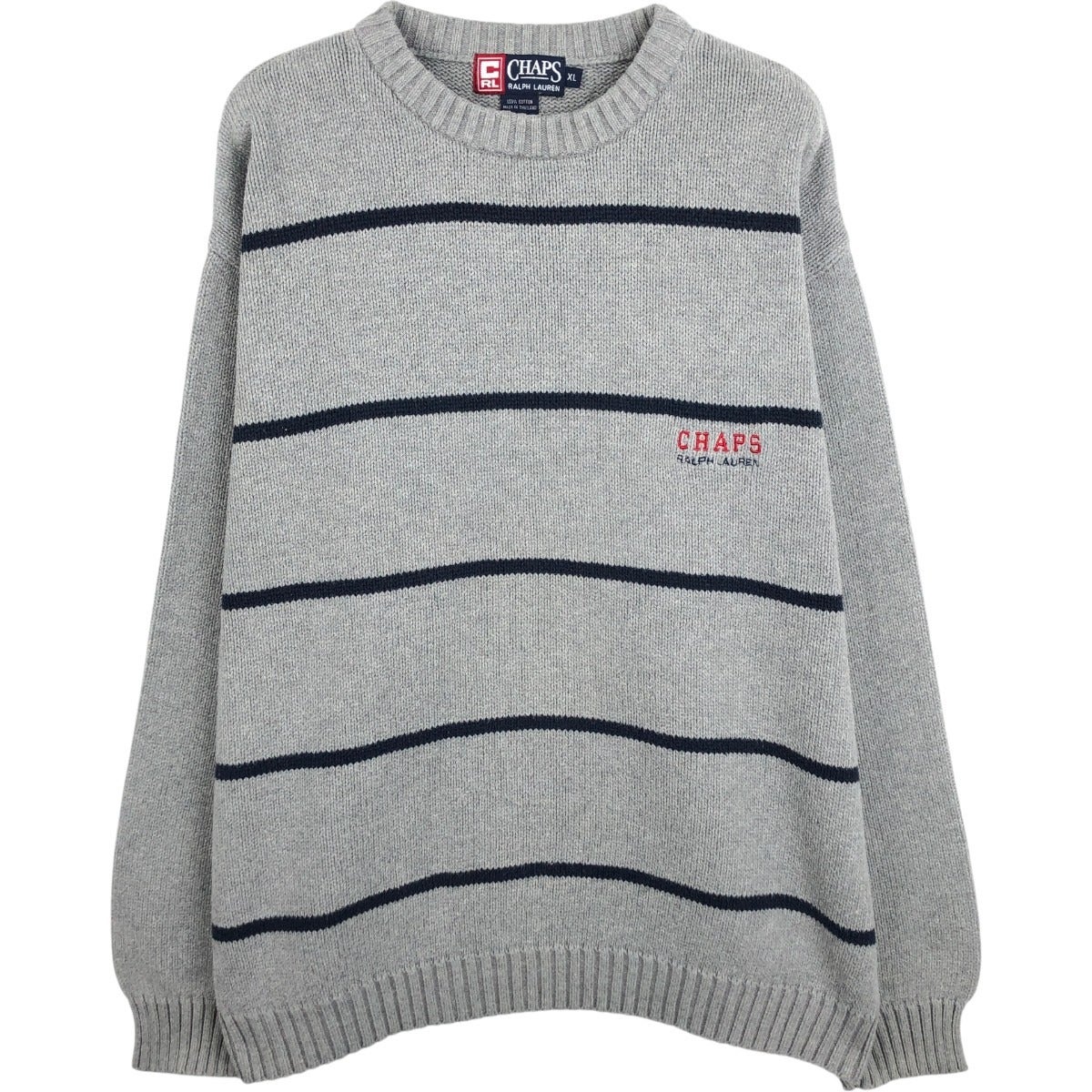 ラルフローレン　ジップアップ　フーディ　ボーダー柄　ニット素材　サイズLL 古着 ラルフローレン Ralph Lauren CHAPS チャップス ボーダー柄