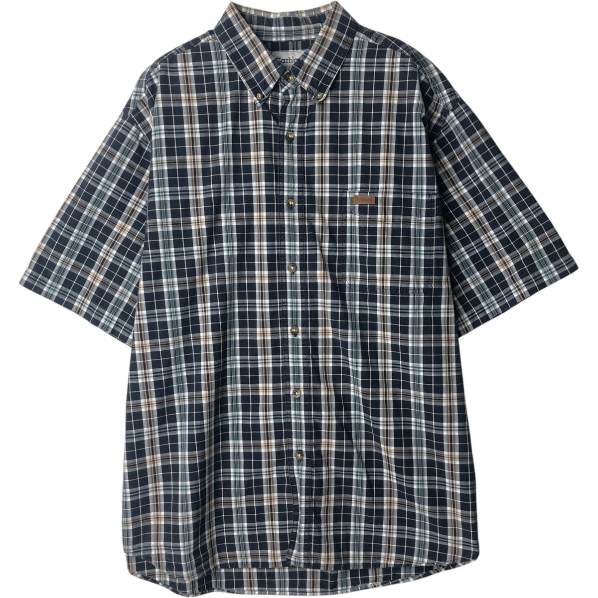 ス*サ様 カーハートチェク 古着 カーハート Carhartt RUGGED FLEX 迷彩柄 ボタンダウン 半袖