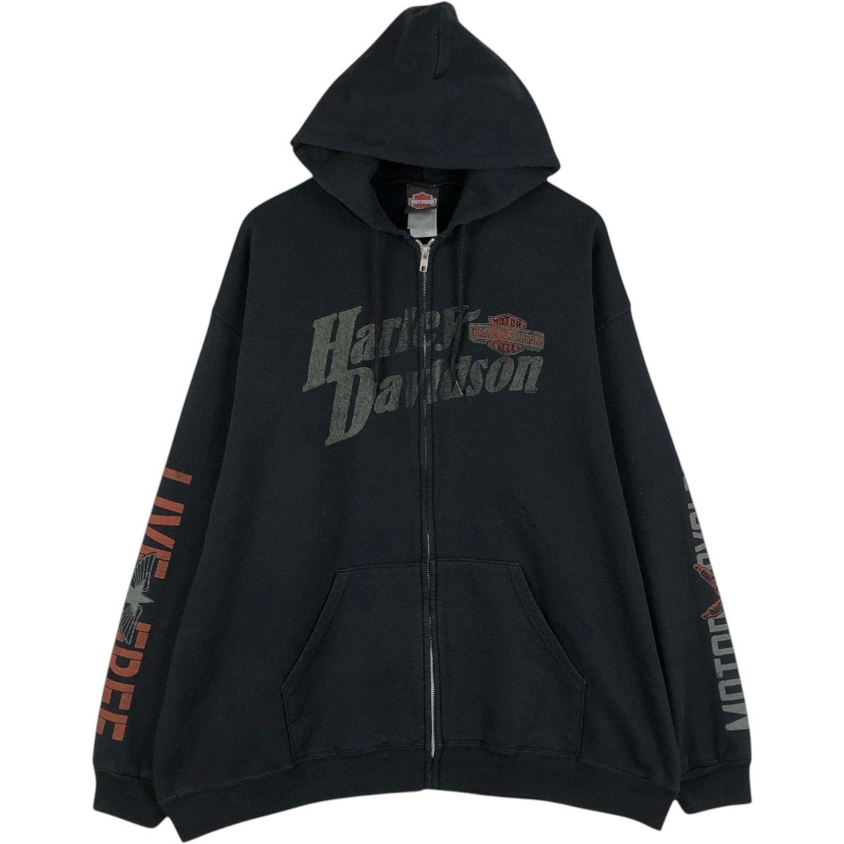 海翔　値下げ古着❤️HARLEY DAVIDSON フード付きジップパーカー 古着 ハーレーダビッドソン Harley-Davidson スウェットフルジップ