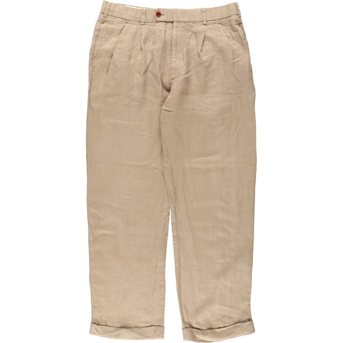 ブルックスブラザーズ ウールリネン シャンブレーツイル スラックス 32 古着 ブルックスブラザーズ Brooks Brothers IRISH LINEN ツータック