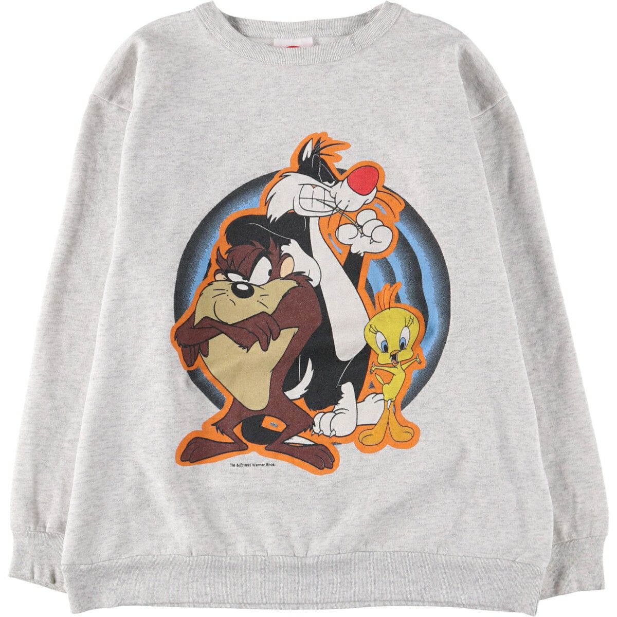 古着 90年代 ルーニーテューンズ LOONEY TUNES トゥイーティー キャラクタースウェットシャツ トレーナー USA製 メンズM相当 ヴィンテージ /eaa575665 古着 90年代 ルーニーテューンズ LOONEY TUNES トゥイーティー