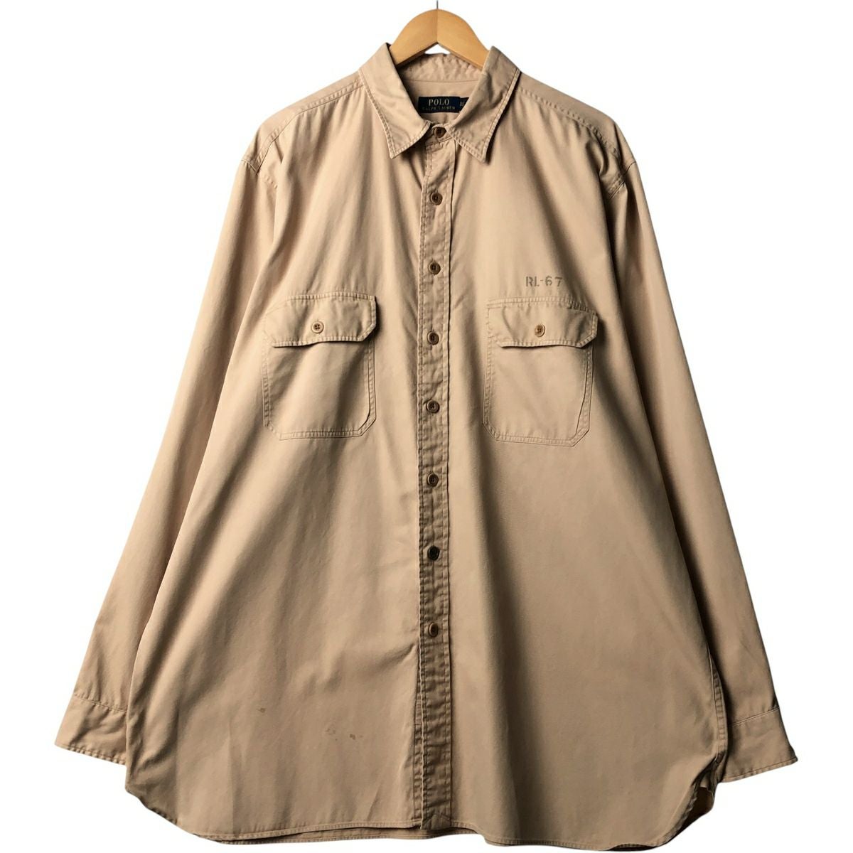 MILITARY ミリタリー カジュアルシャツ M ベージュ 【古着】【中古】【送料無料】 XL/古着 長袖 ビンテージ ミリタリー シャツ メンズ 60s マチ付き