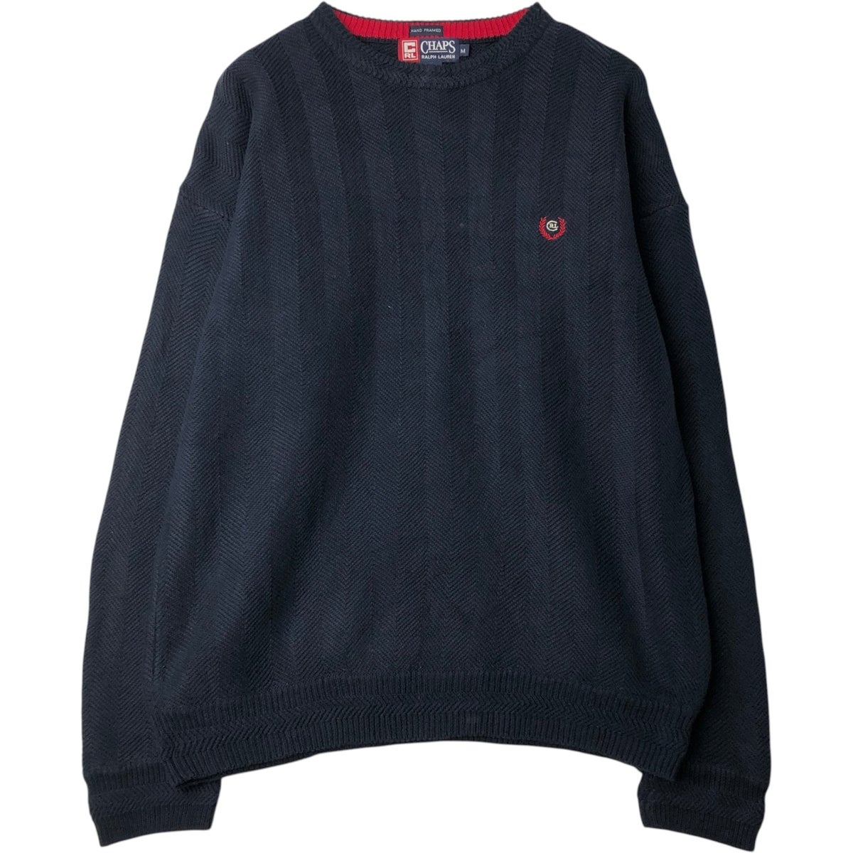 古着 90年代 ラルフローレン Ralph Lauren CHAPS チャップス ヘリンボーン コットンニットセーター USA製 メンズM相当 ヴィンテージ/eaa627503 古着 90年代 ラルフローレン Ralph Lauren CHAPS チャップス