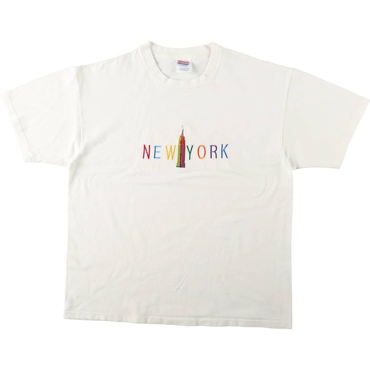 古着 90年代 ヘインズ Hanes HEAVYWEIGHT 刺繍Tシャツ USA製 メンズXL