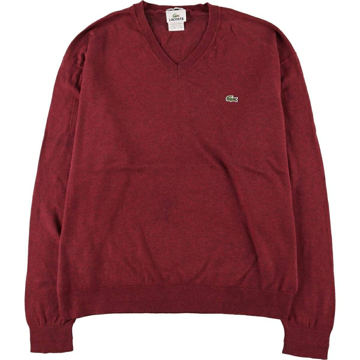 古着 ラコステ LACOSTE Vネック コットンニットセーター 5 メンズL相当
