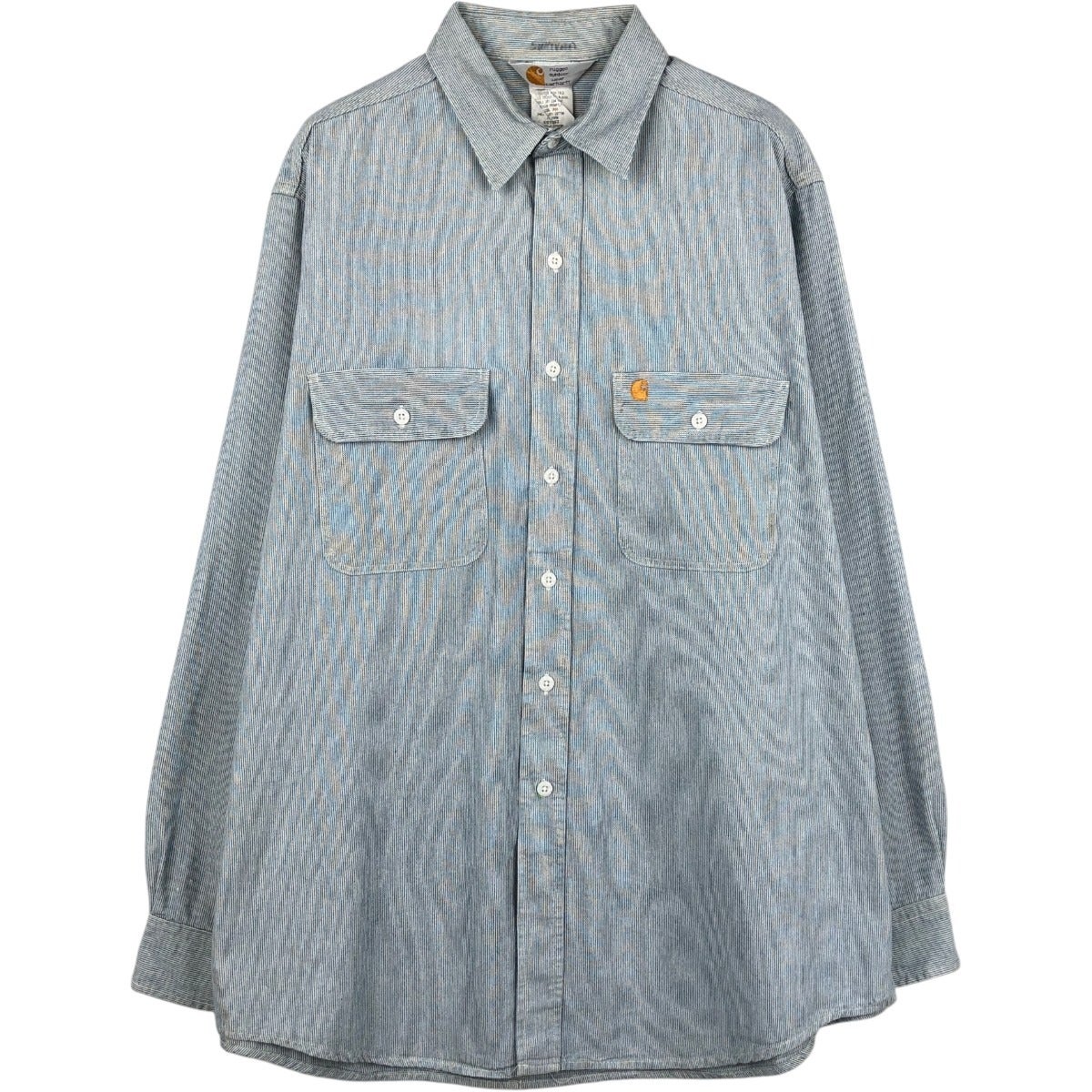 古着 90年代 カーハート Carhartt ヒッコリーストライプ 長袖 ワーク