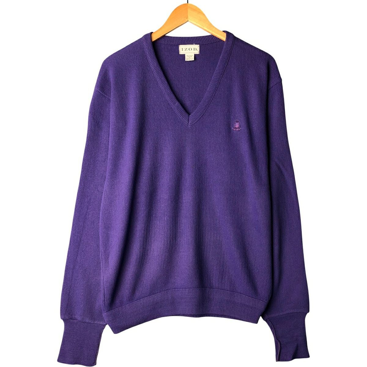 古着 70年代 ラコステ LACOSTE IZOD Vネック ニットセーター メンズL
