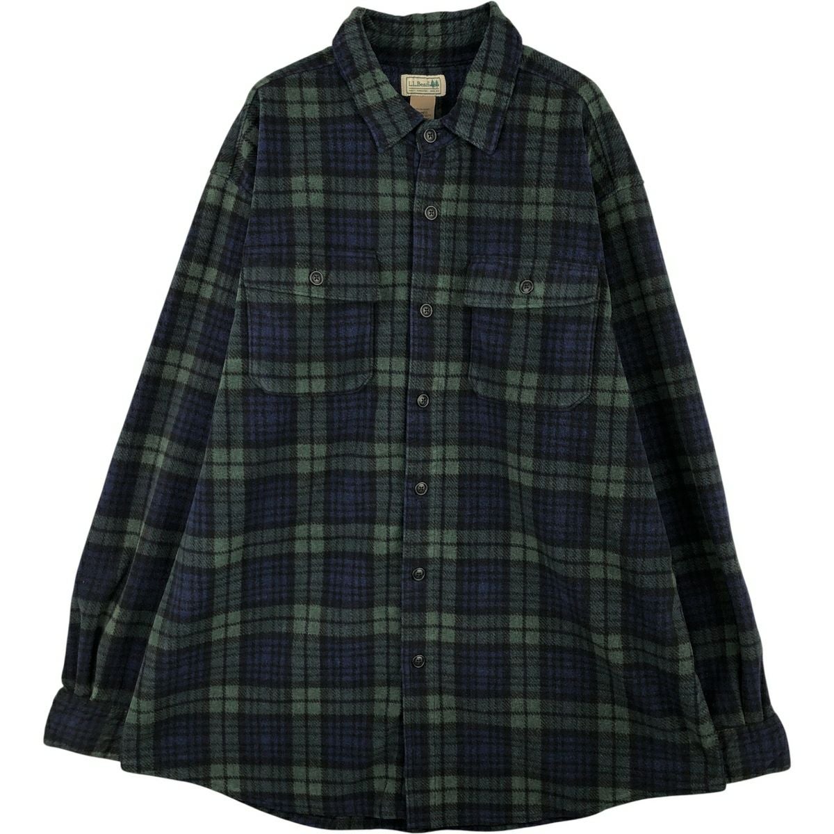 古着 ランズエンド Lands End チェック柄 ボーダー柄 長袖 ラガー