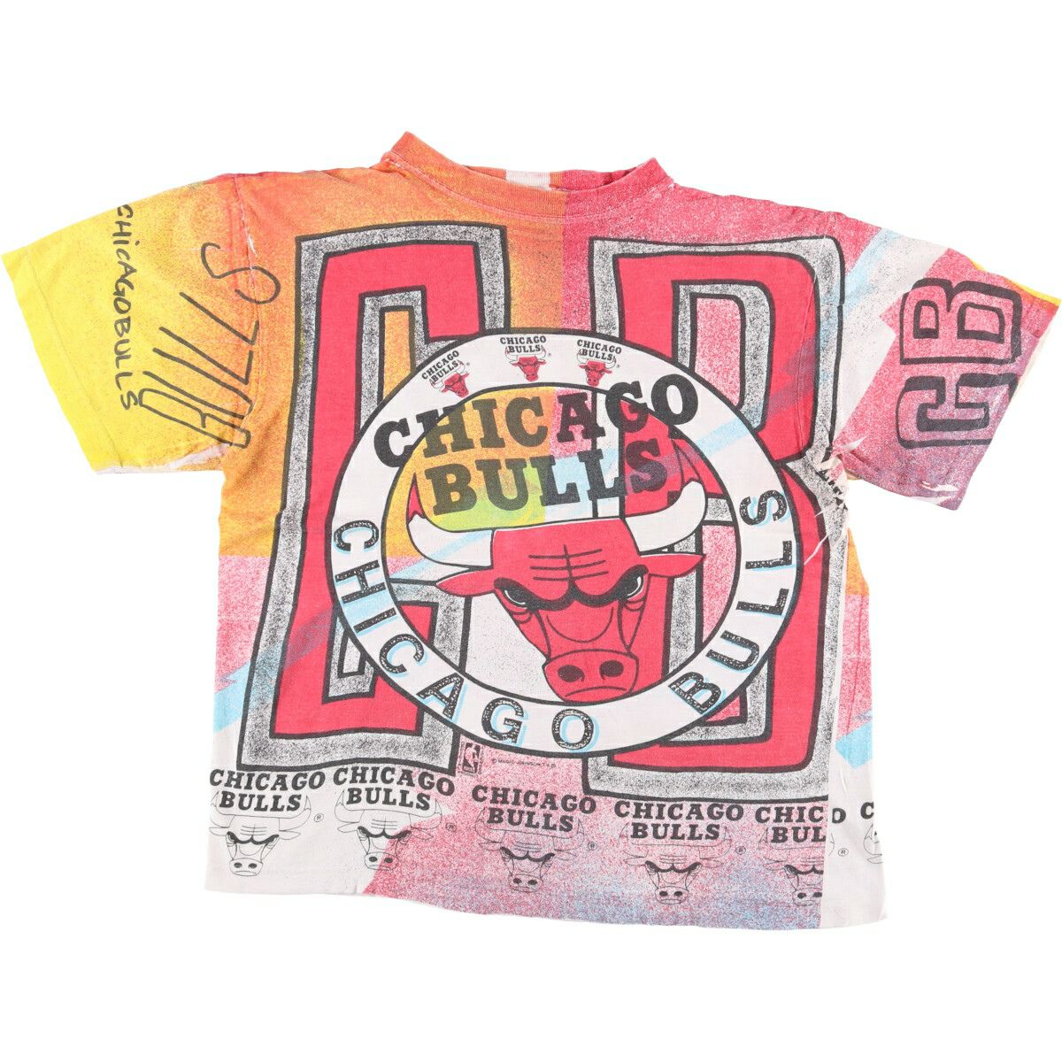 【激レア】 シカゴ・ブルズ Tシャツ NBA PRORLAYER 90s 古着 古着 90年代 TOP HALF NBA CHICAGO BULLS シカゴ ブルズ ロゴプリントT