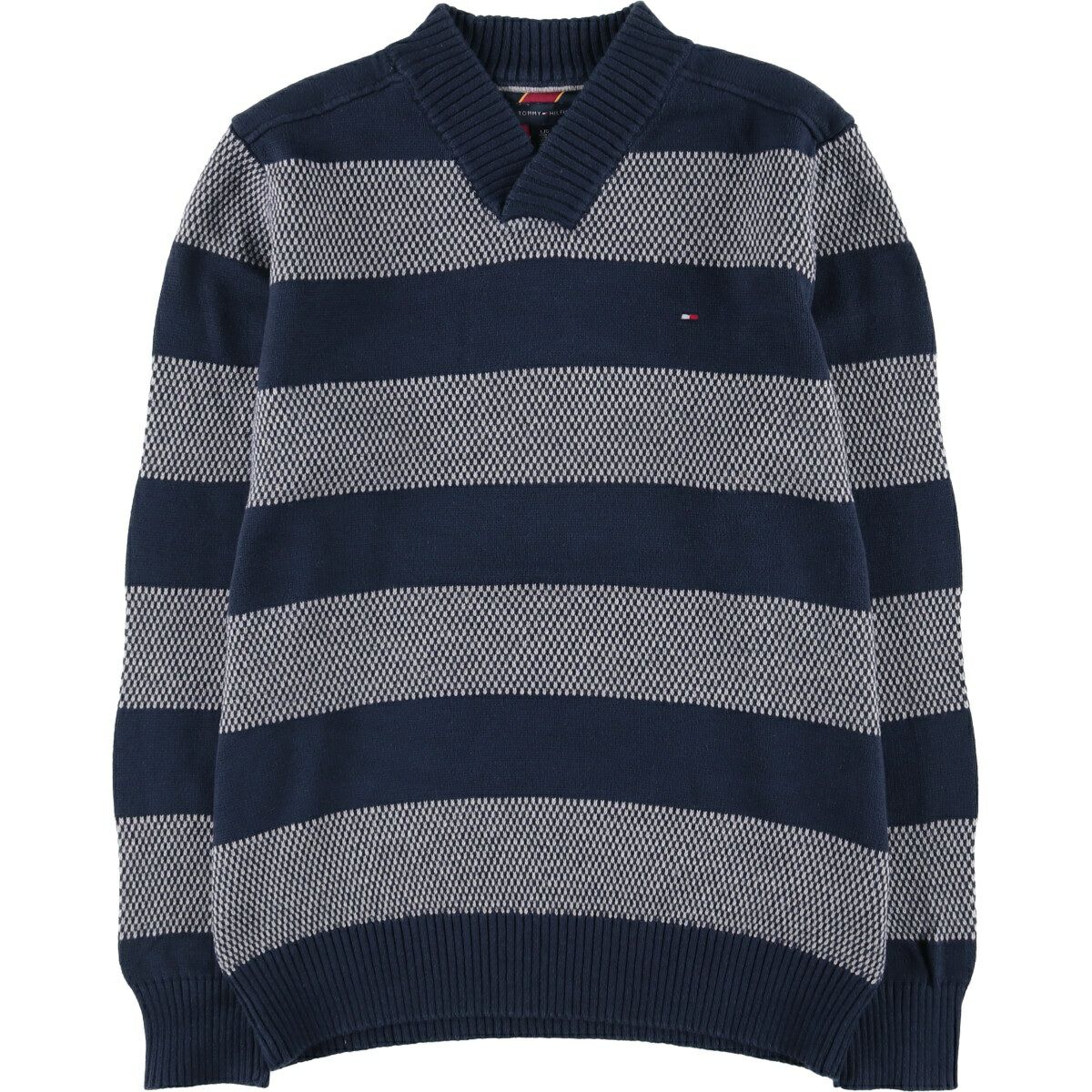 古着 トミーヒルフィガー TOMMY HILFIGER ボーダー柄 コットンニット