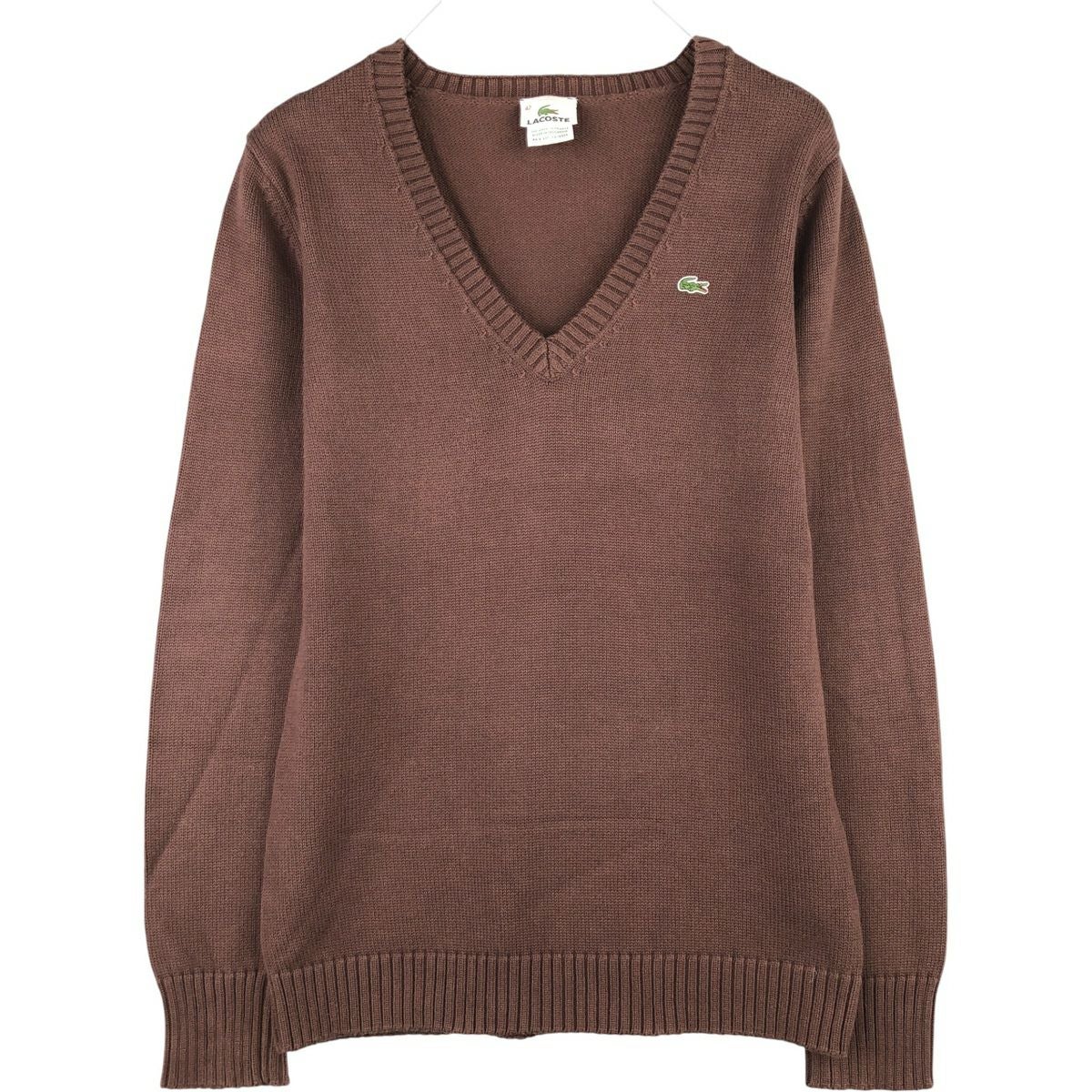 古着 ラコステ LACOSTE Vネック コットンニットセーター レディースM