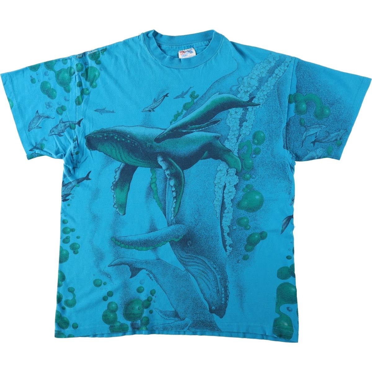 古着 90年代 Hanes BEEFY-T アニマル柄 クジラ柄 イルカ柄 オール