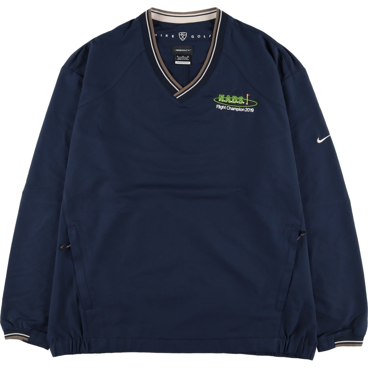 NIKE GOLF Vネック ウォームアッププルオーバー ナイロンジャケット M 古着 00年代 ナイキ NIKE GOLF ゴルフ Vネック ウォームアッププル