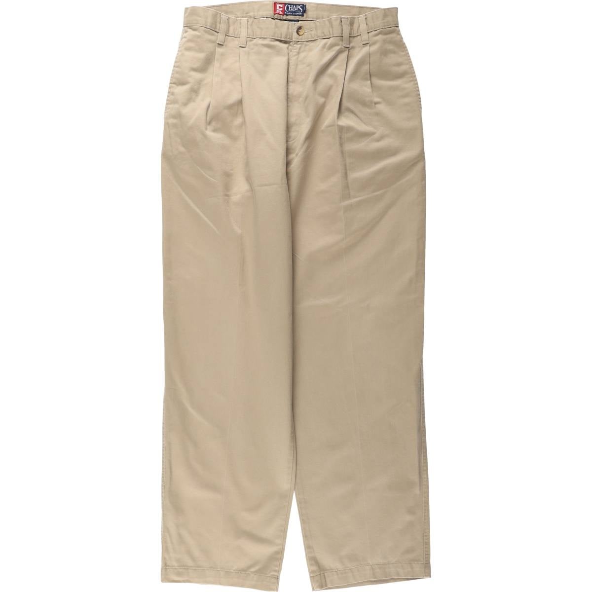 パンツ 90s CHAPS wide cotton chino pants W32 古着 ラルフローレン Ralph Lauren CHAPS チャップス ツータック