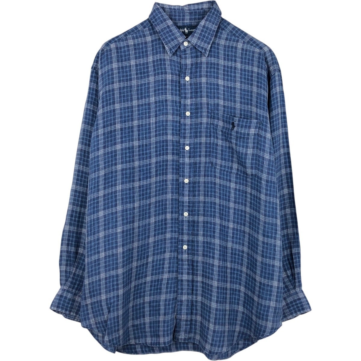 古着 ラルフローレン Ralph Lauren BLAKE チェック柄 長袖 リネン