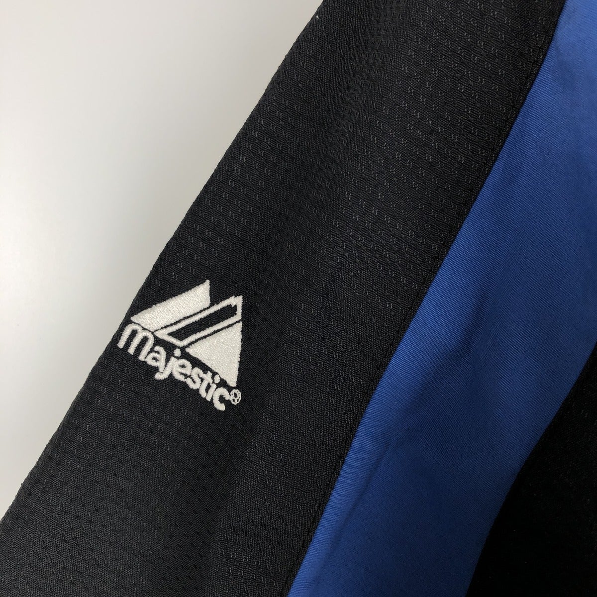 Majestic製 MLB公式 ニューヨークメッツプルオーバーハーフジップL 古着 90年代 Majestic MLB NEW YORK METS ニューヨークメッツ ハーフ