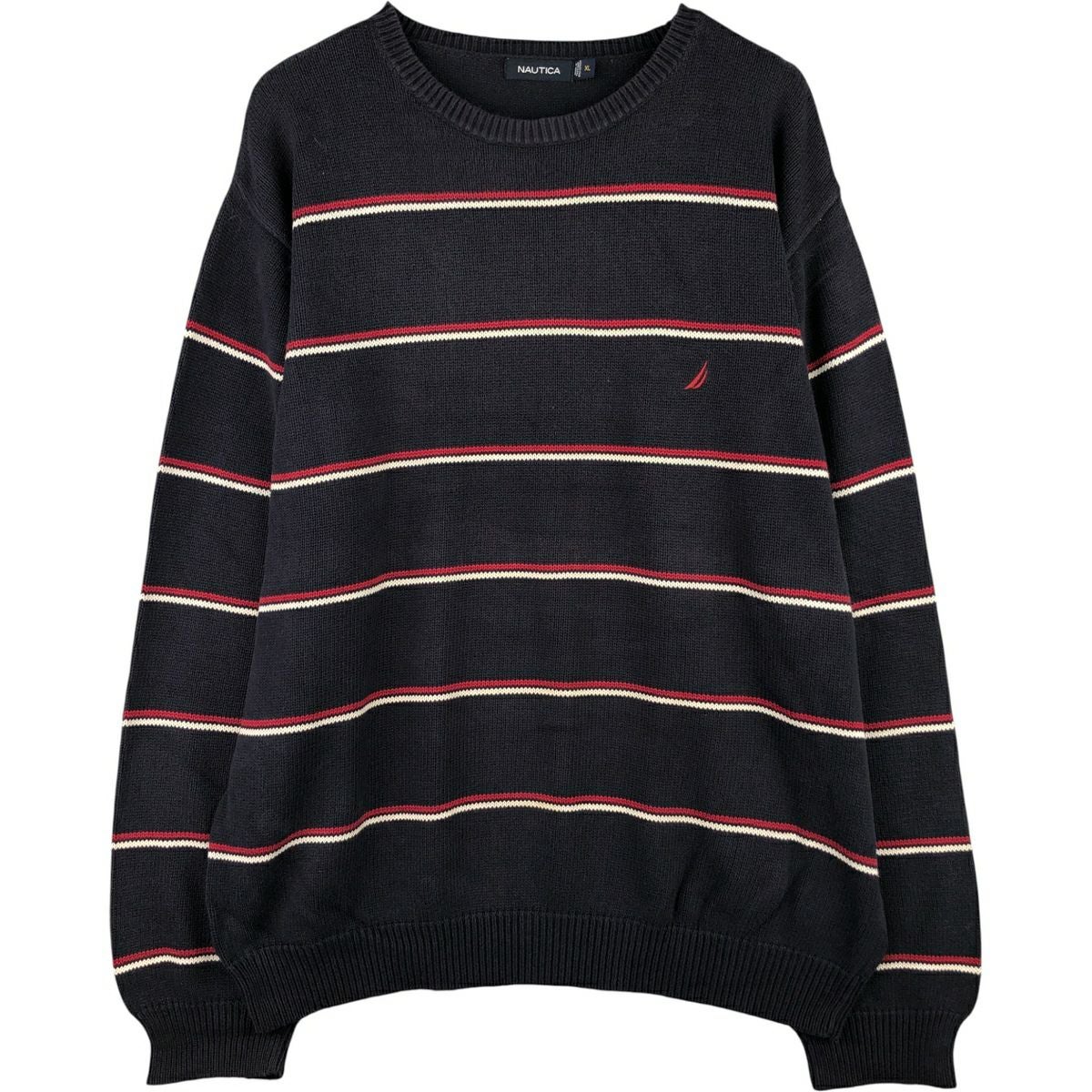古着 ランズエンド Lands End チェック柄 ボーダー柄 長袖 ラガー