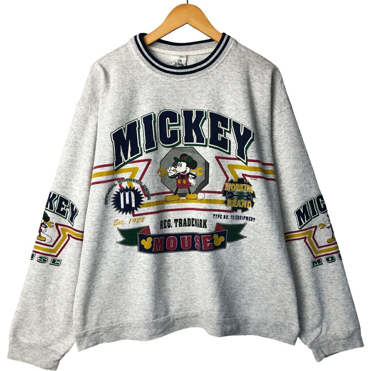 古着 90年代 MICKEY&amp;CO. DISNEY ディズニー MICKEY MOUSE ミッキーマウス おすわり キャラクター スウェットプルオーバーパーカー レディースL相当 ヴィンテージ/eaa635543 古着 90年代 MICKEY&CO. DISNEY ディズニー MICKEY MOUSE ミッキー