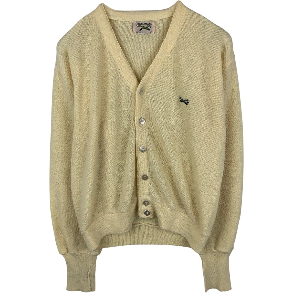 【美品✨】古着80〜90s JCPenney カーディガン Lサイズ 古着 80年代 JCPenney THE FOX SWEATER ニットカーディガン メンズM