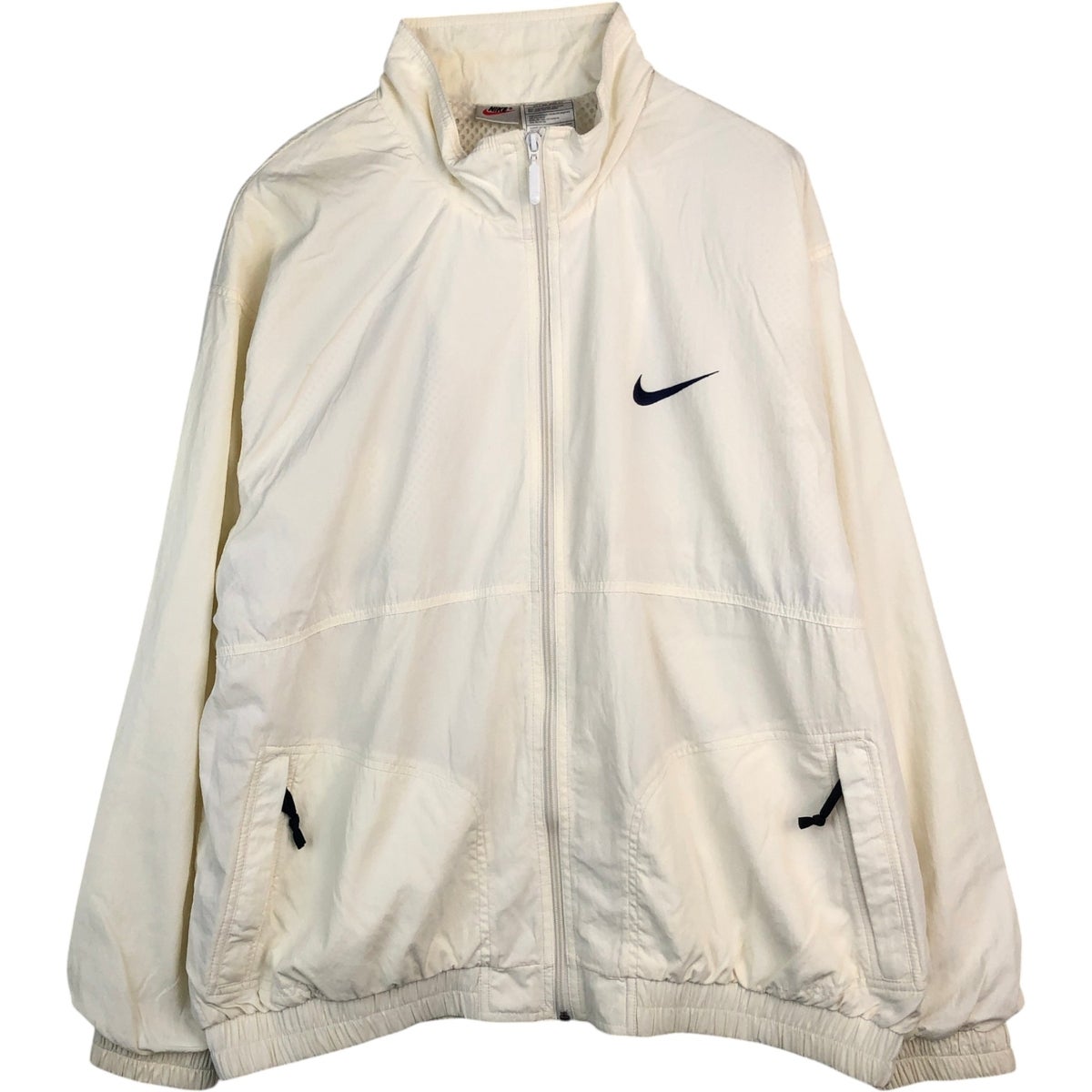 古着 90s イヴサンローラン 刺繍 リブライン ナイロンジャケット ホワイト 古着 90年代 ナイキ NIKE ナイロンジャケット メンズXL相当 /eaa630302