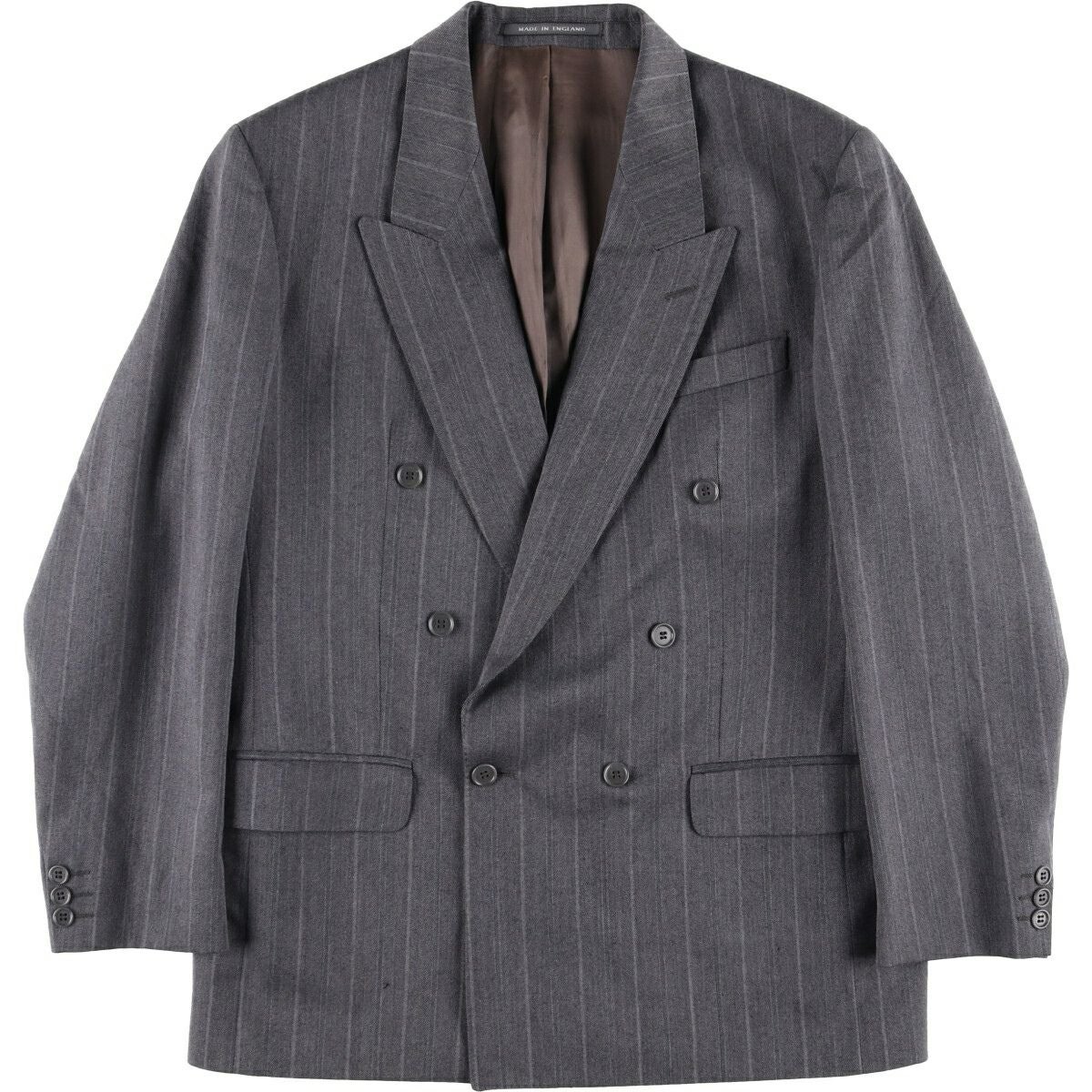 極美品 Paul Smith LONDON ウールジップジャケット グレー L 古着 ポールスミス Paul Smith LONDON ストライプ柄 ウールテーラード