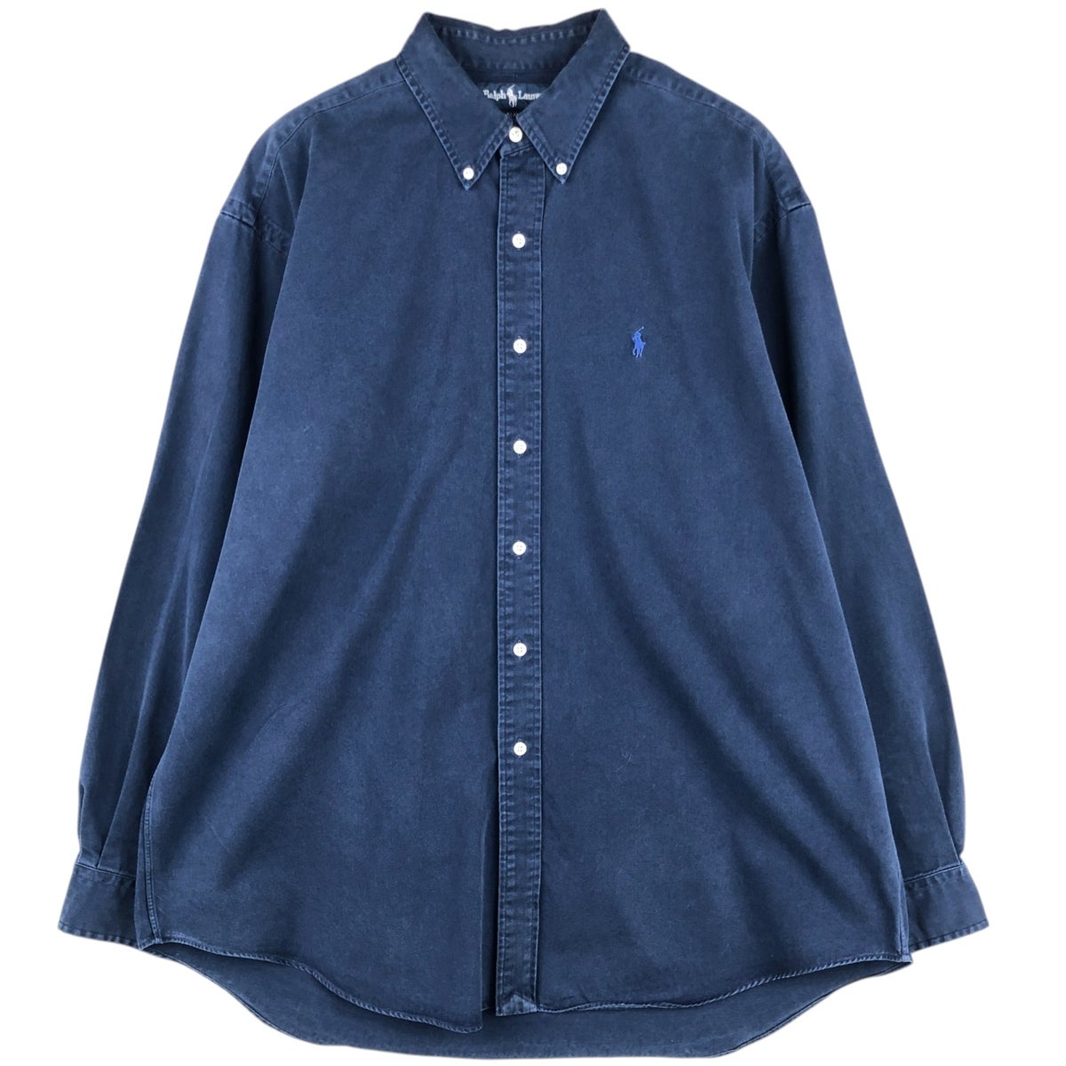Mサイズ BLAKE ラルフローレン シャツ ボタンダウン ネイビー ポロ 古着 ラルフローレン Ralph Lauren BLAKE シルク 長袖 ボタンダウン