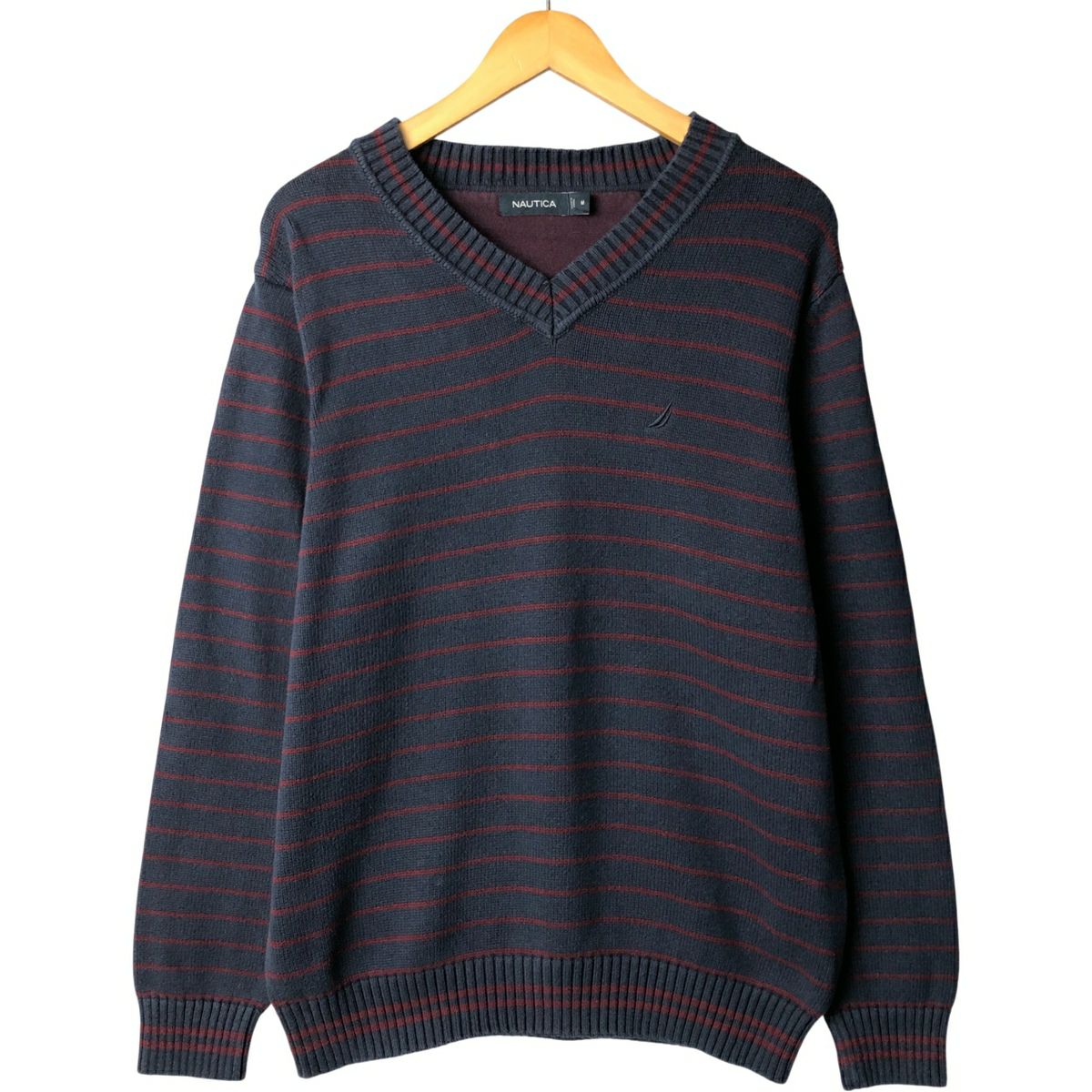 古着 00年代～ ノーティカ NAUTICA ボーダー柄 コットンニットセーター