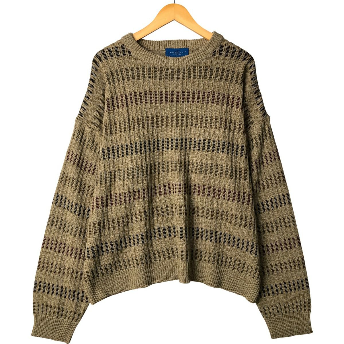 古着 80～90年代 タウンクラフト TOWN CRAFT 総柄 千鳥格子柄 ニット