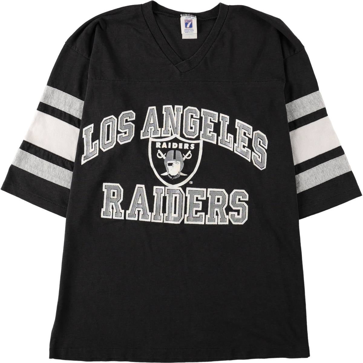 90sNFLロサンゼルスレイダースRAIDERSフットボールTシャツロゴ7USA 古着 80年代 LOGO 7 NFL LOS ANGELES RAIDERS ロサンゼルスレイダーズ