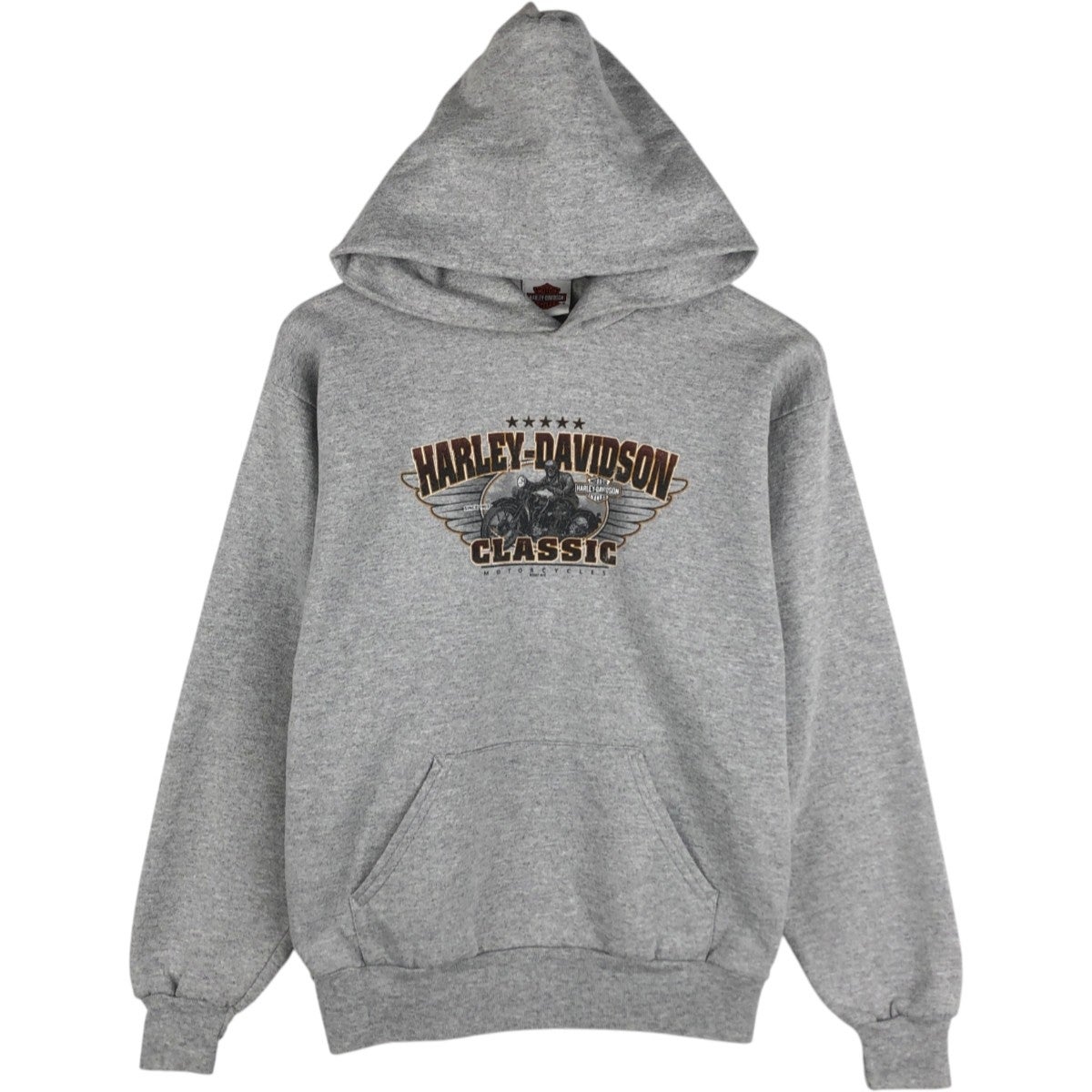ハーレーダビッドソン プルオーバーパーカー 古着M グレー 古着 00年代 ハーレーダビッドソン Harley-Davidson アドバタイジング