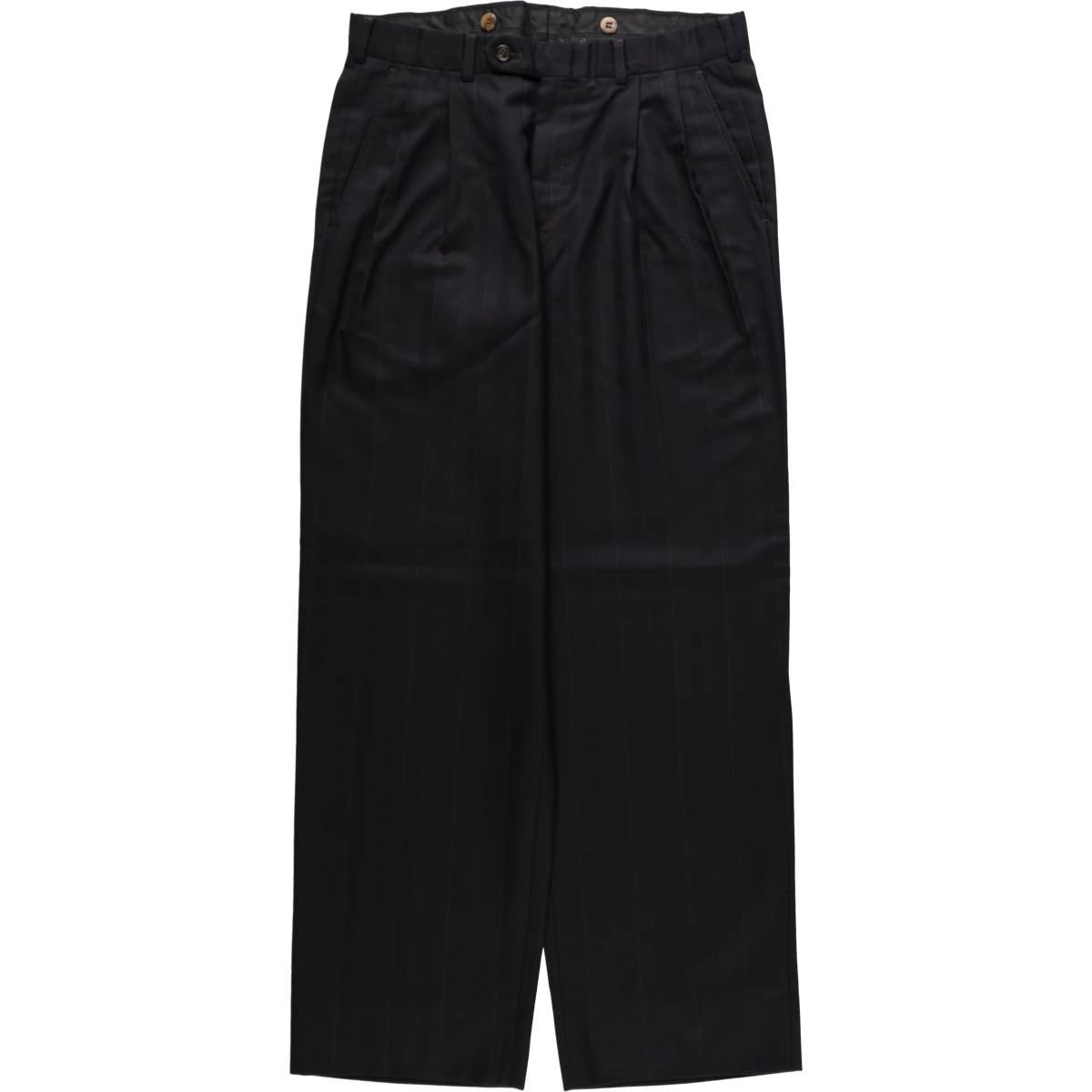 海外 c-boy 90's 太ストライプ BDシャツ BURBERRYスラックス 古着 ～80年代 バーバリー Burberrys ストライプ柄 ツータック
