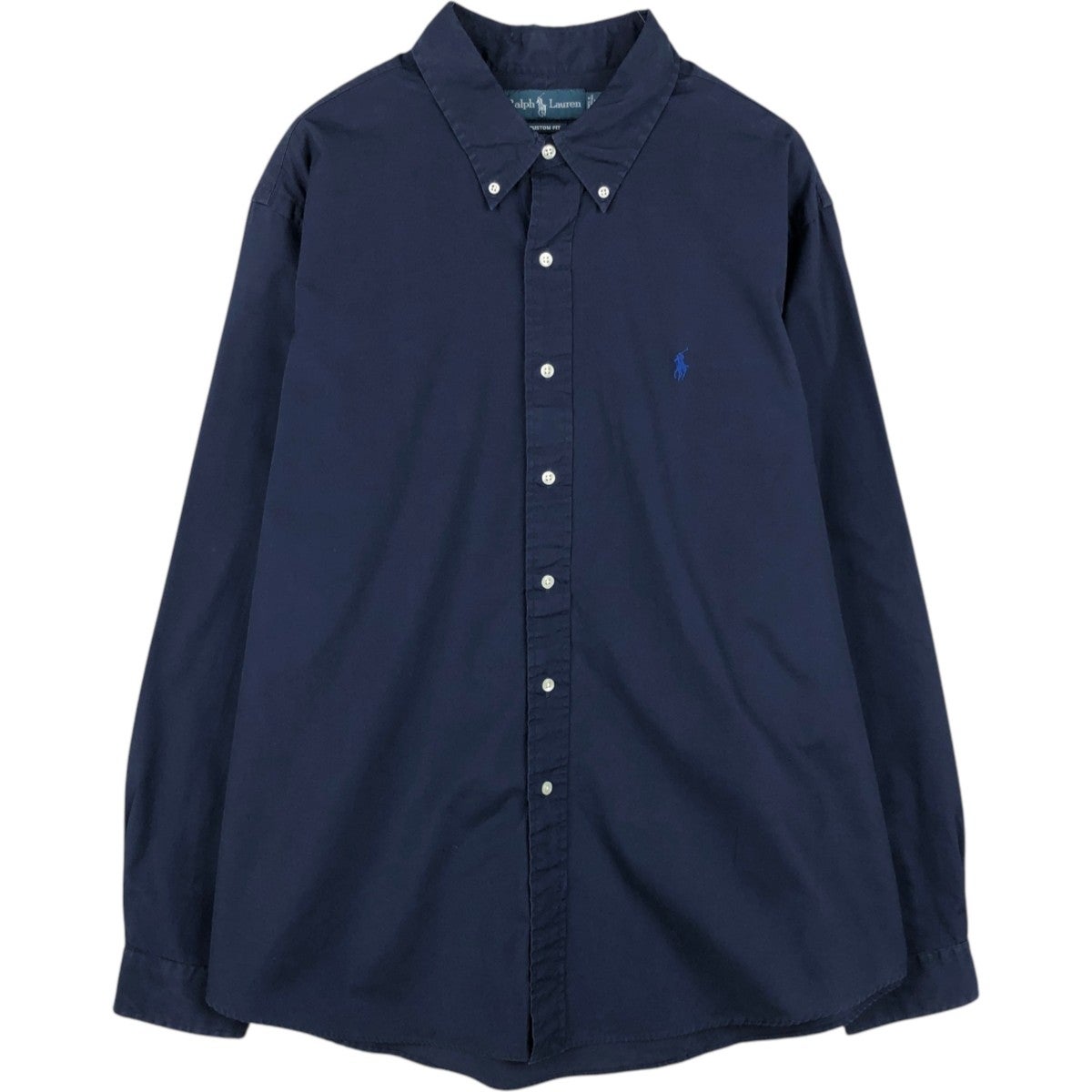 ラルフローレン ネイビー　ボタンダウン　長袖シャツ SLIM FIT 【XL】 古着 ラルフローレン Ralph Lauren CUSTOM FIT 長袖 ボタンダウン