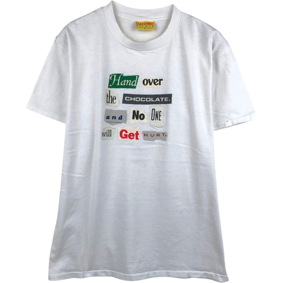 古着 90年代 LAKE STREET メッセージプリントTシャツ USA製 メンズL