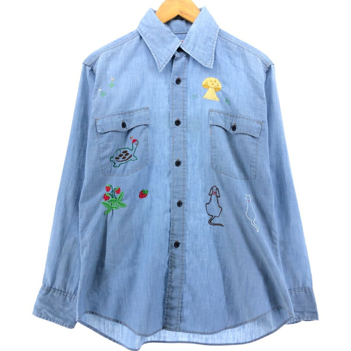 古着 70年代 リーバイス Levis 長袖 シャンブレーシャツ メンズL相当