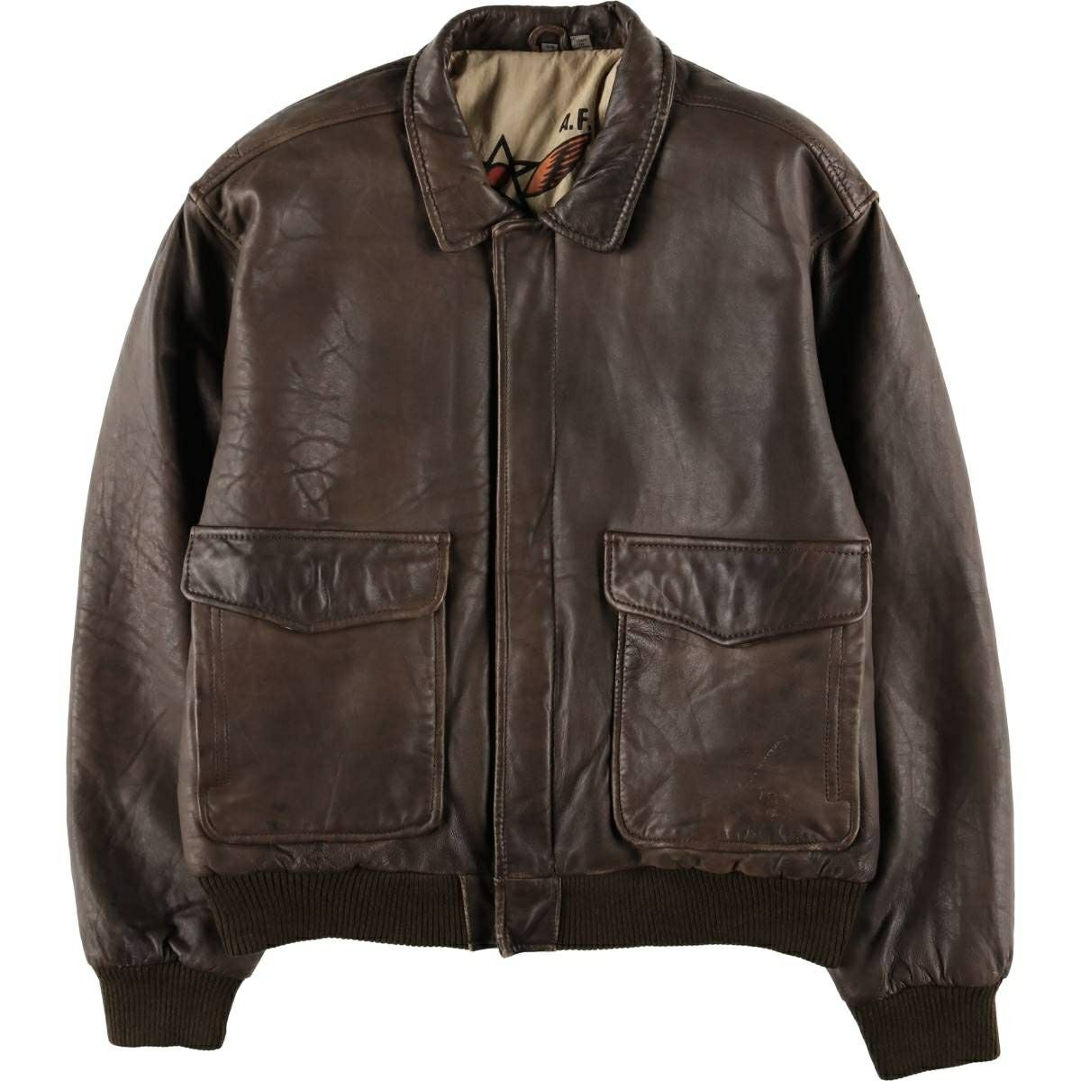 古着 Ash Creek Trading 中綿入り レザーブルゾンタイプ メンズXL相当