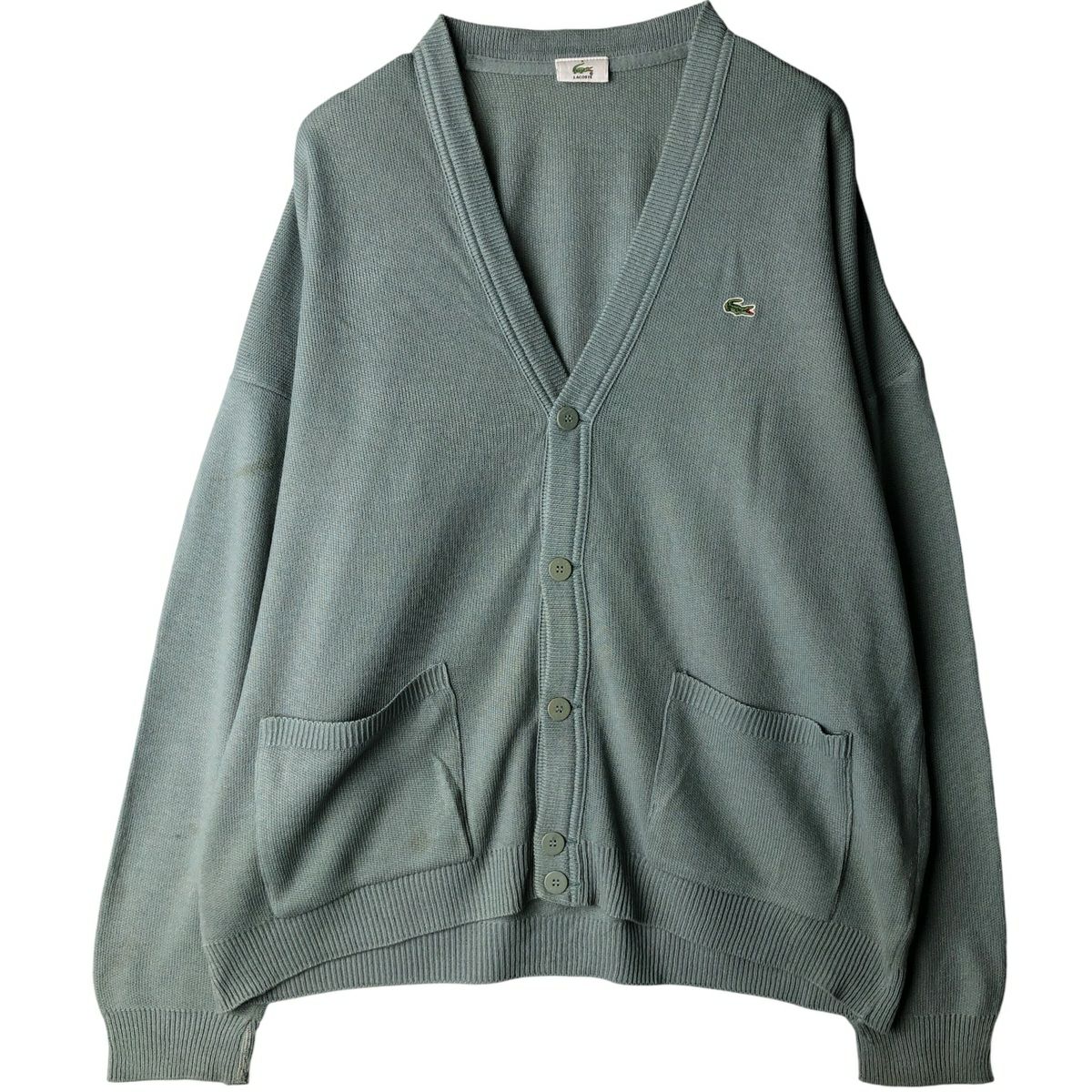 古着 80年代 ラコステ LACOSTE CHEMISE Vネック アクリルニット